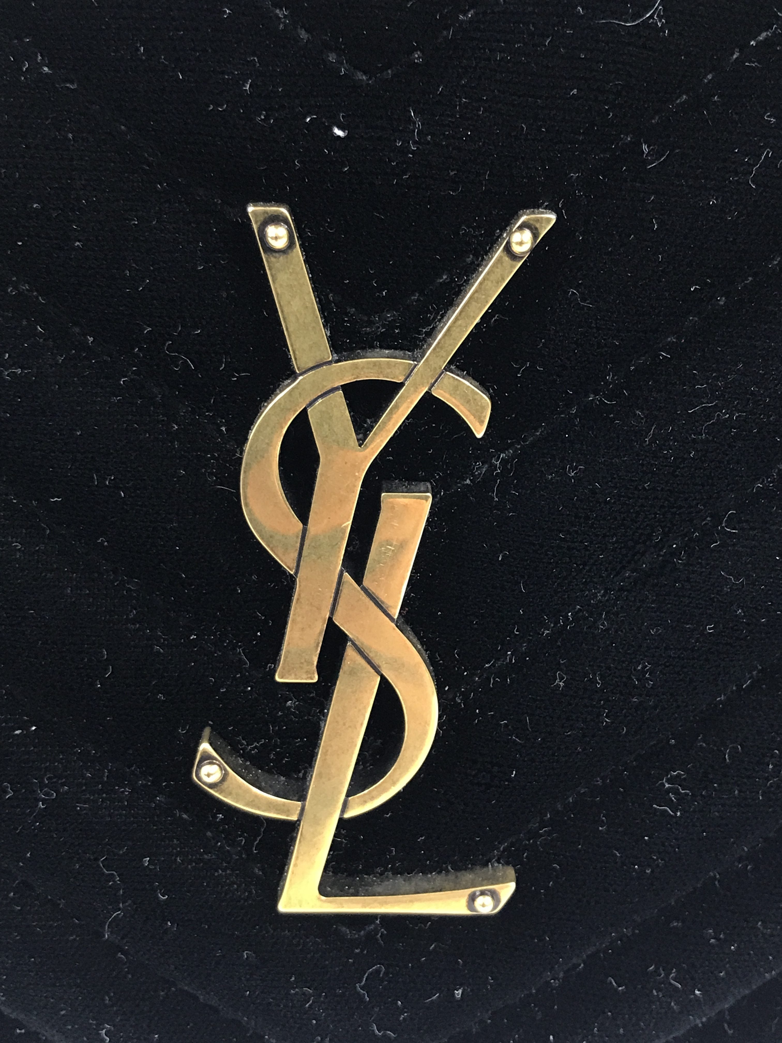 Black Medium Lou YSL Velvet Camera Bag w/AGHW