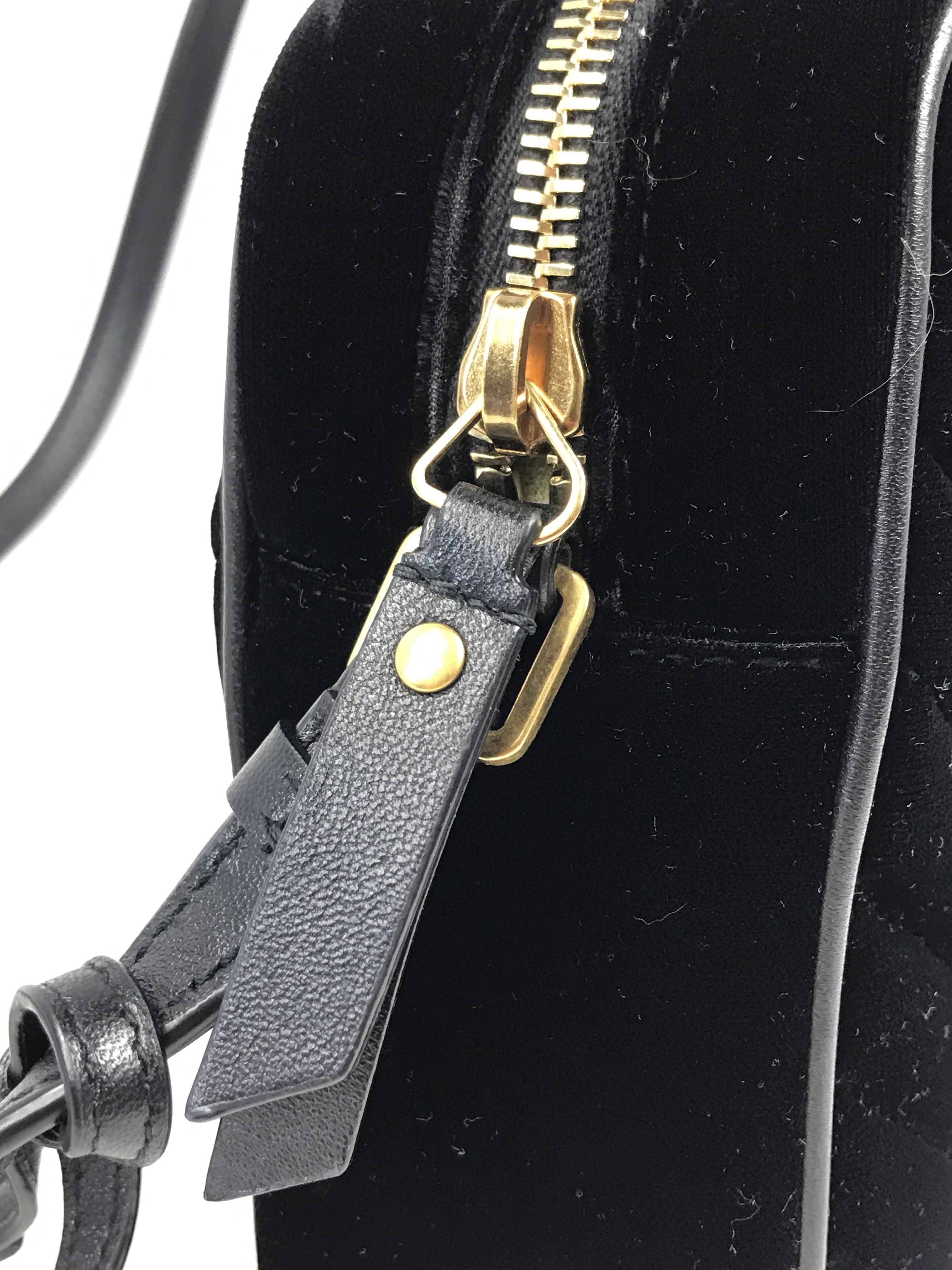 Black Medium Lou YSL Velvet Camera Bag w/AGHW