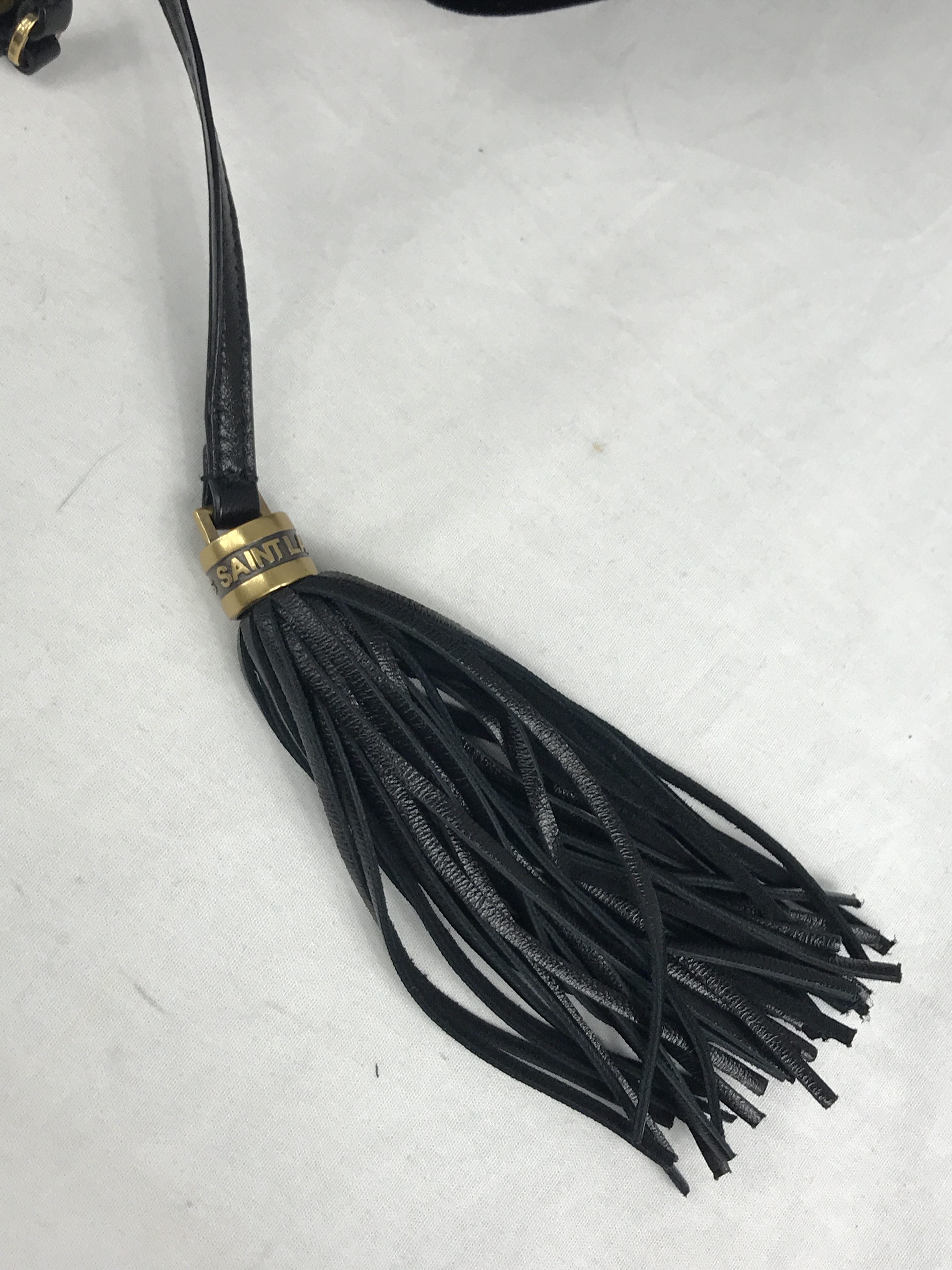 Black Medium Lou YSL Velvet Camera Bag w/AGHW