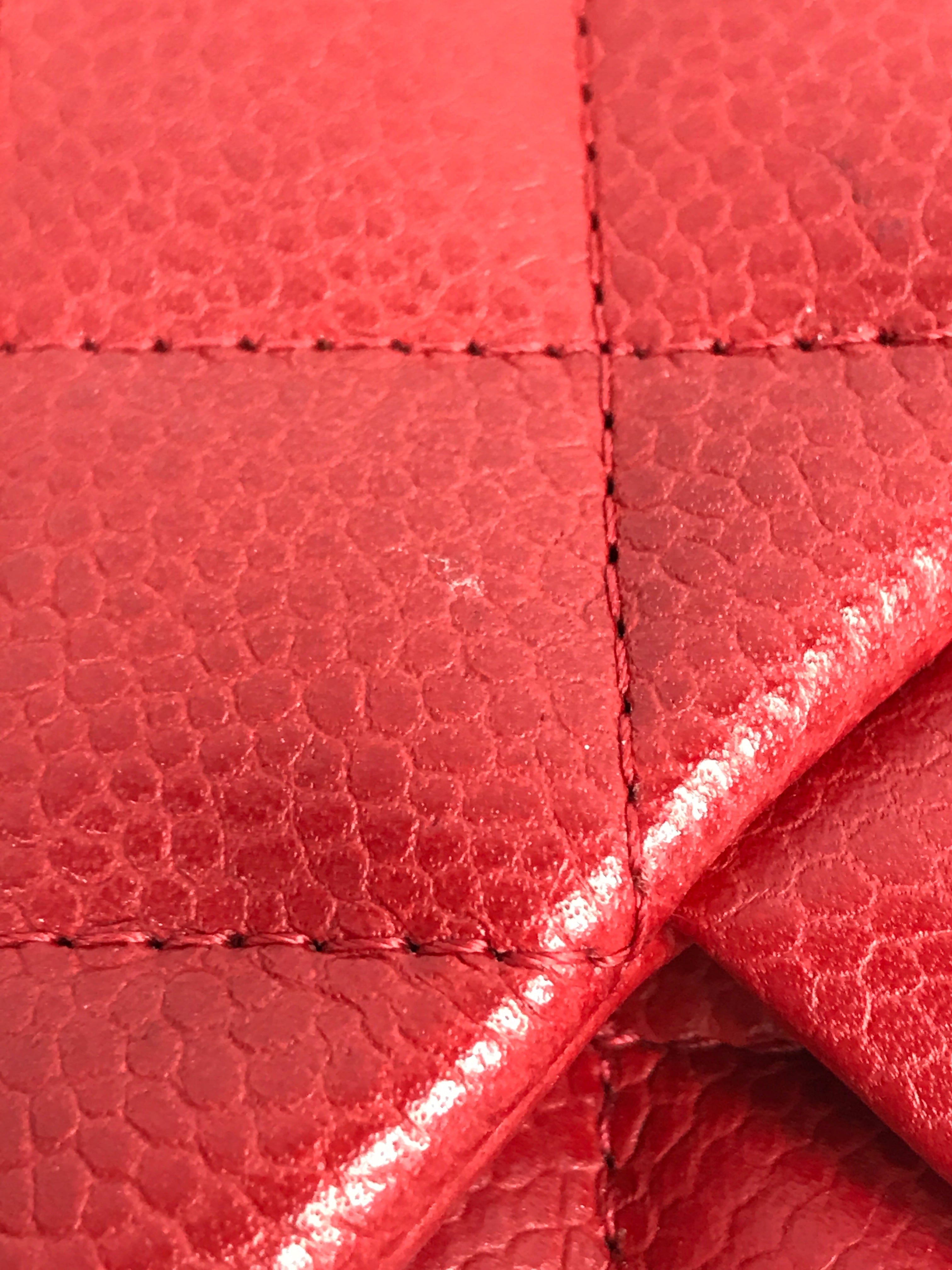 Red Quilted Caviar Mini Rectangle Flap w/RHW