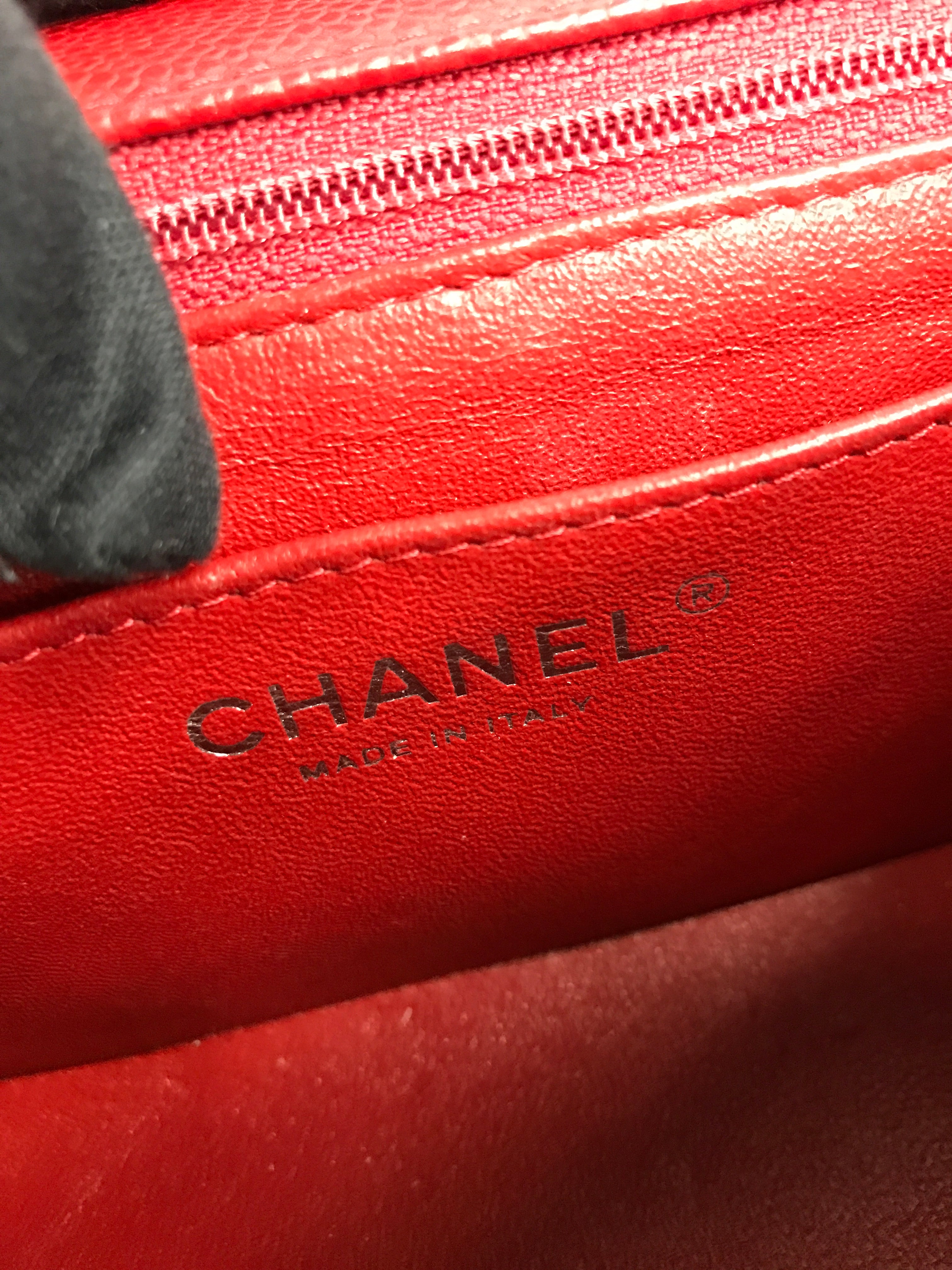 Red Quilted Caviar Mini Rectangle Flap w/RHW