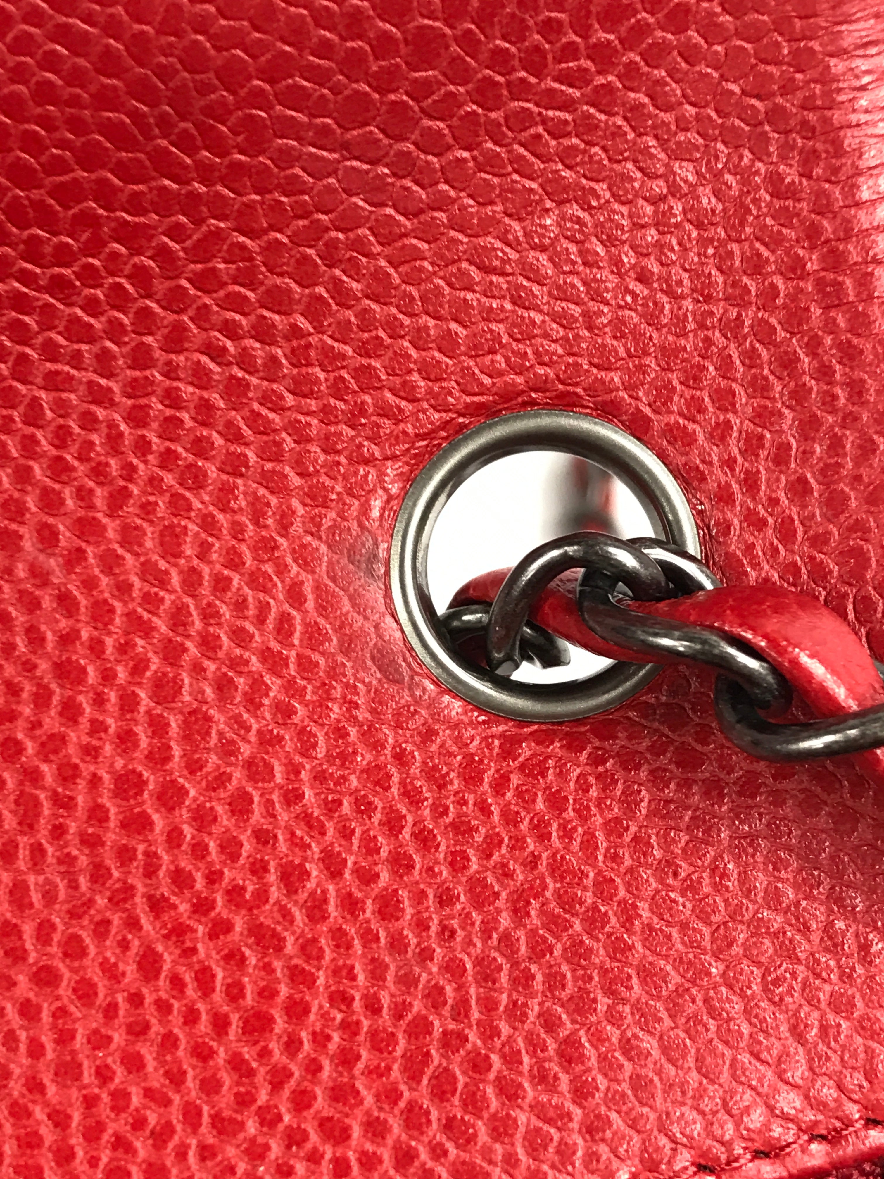 Red Quilted Caviar Mini Rectangle Flap w/RHW