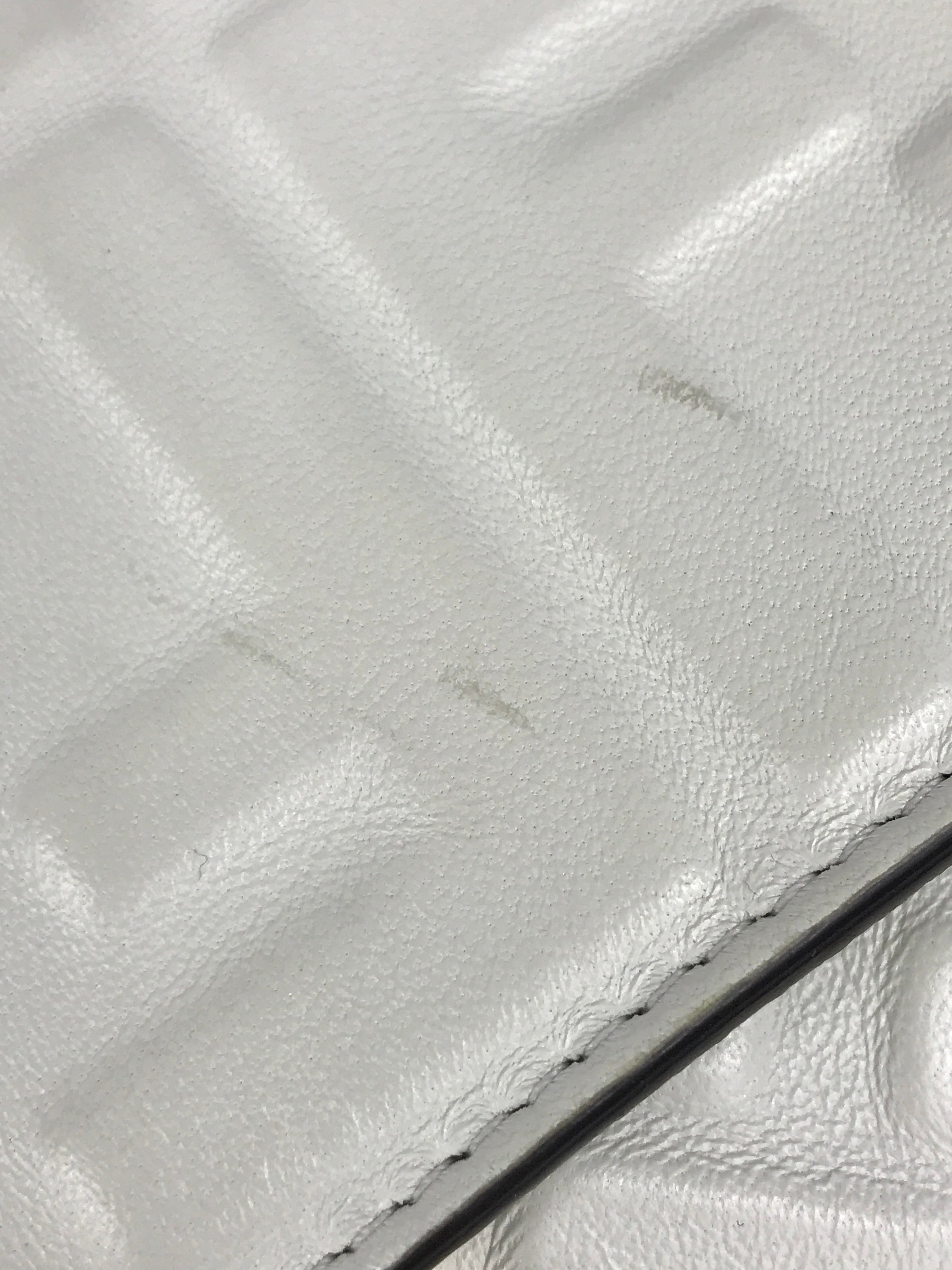 White Leather Medium Baguette Flap Bag W/GHW