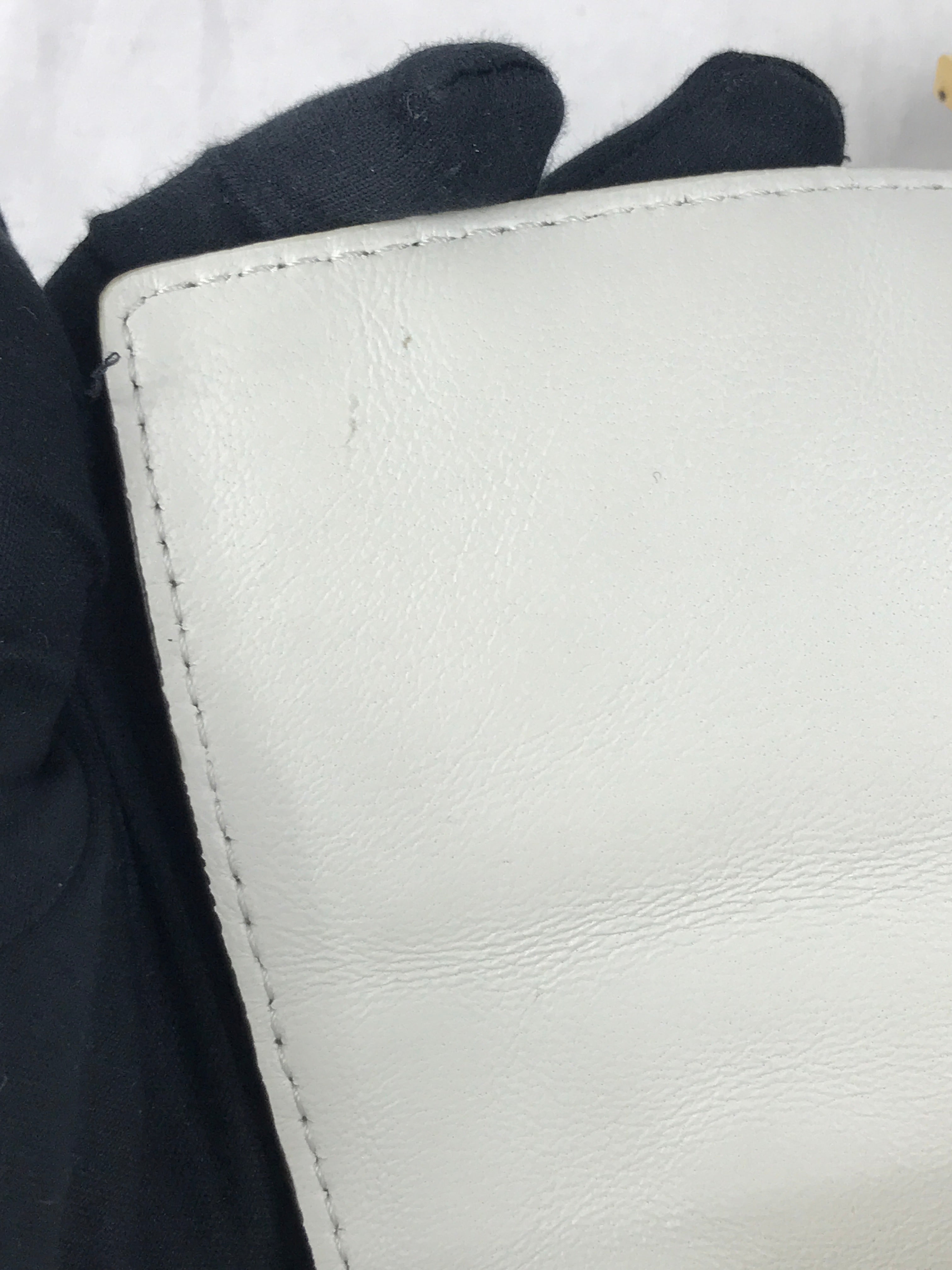 White Leather Medium Baguette Flap Bag W/GHW