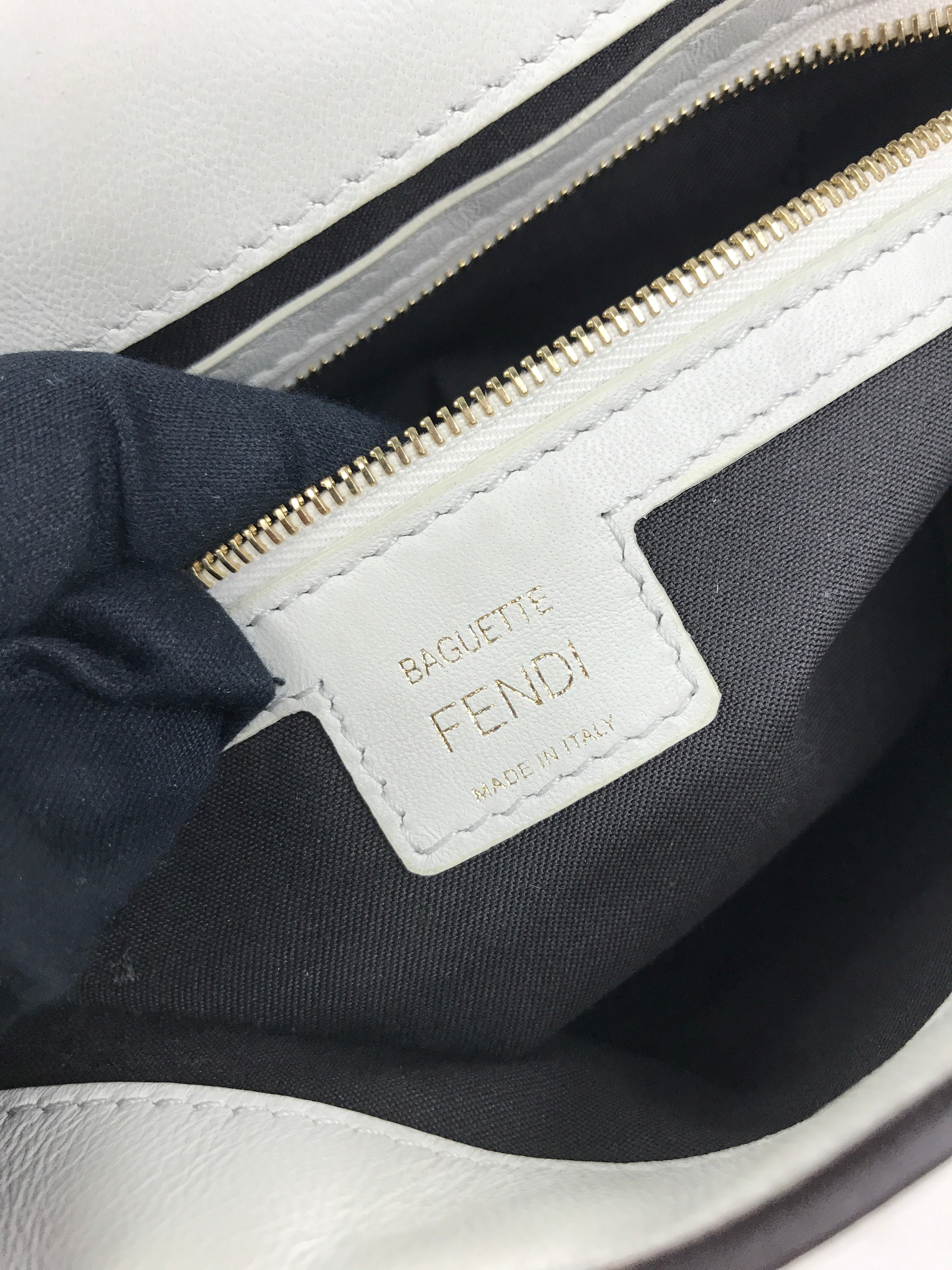 White Leather Medium Baguette Flap Bag W/GHW