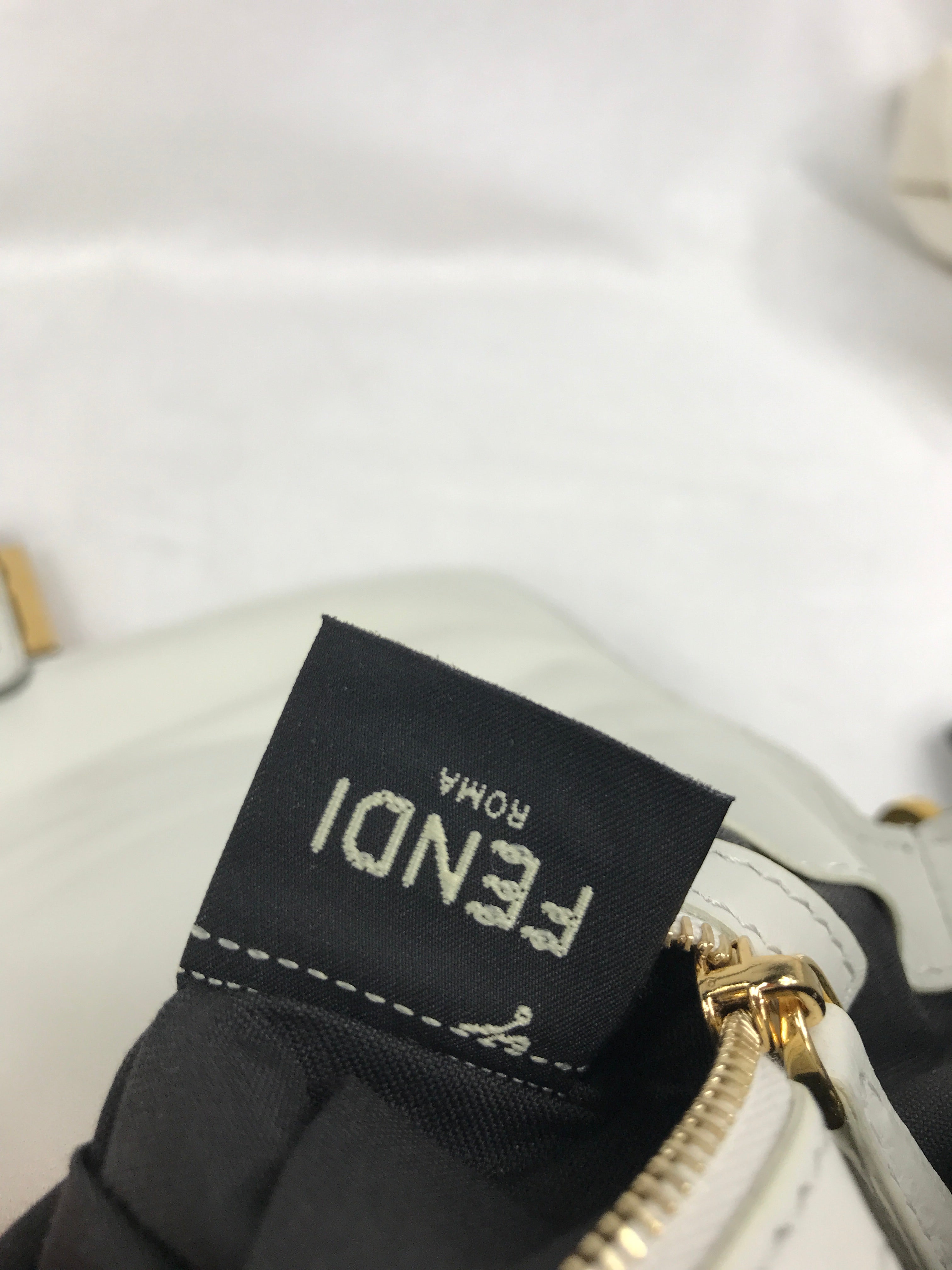 White Leather Medium Baguette Flap Bag W/GHW