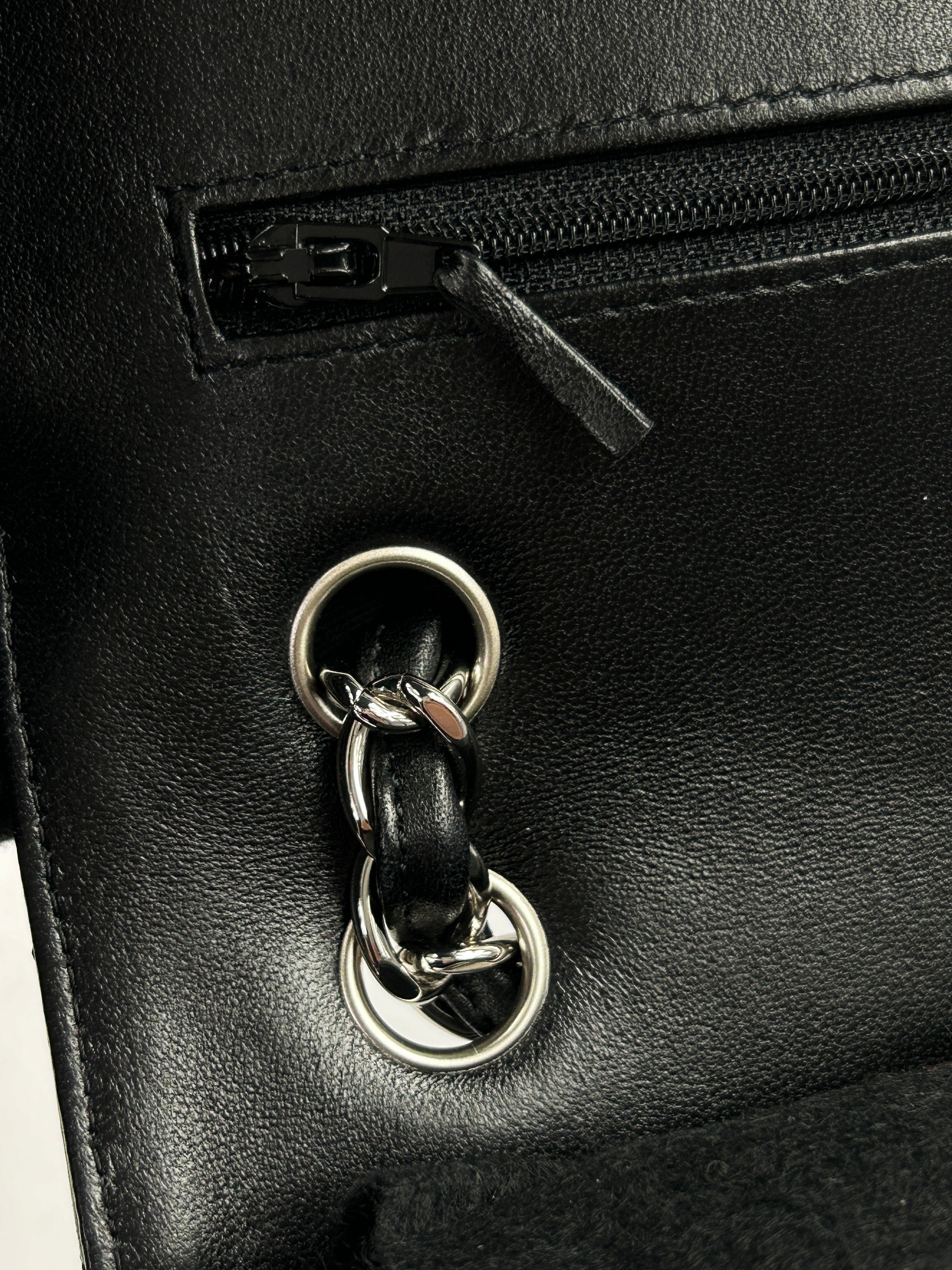 Black Chevron Lambskin Double Flap Jumbo w/SHW