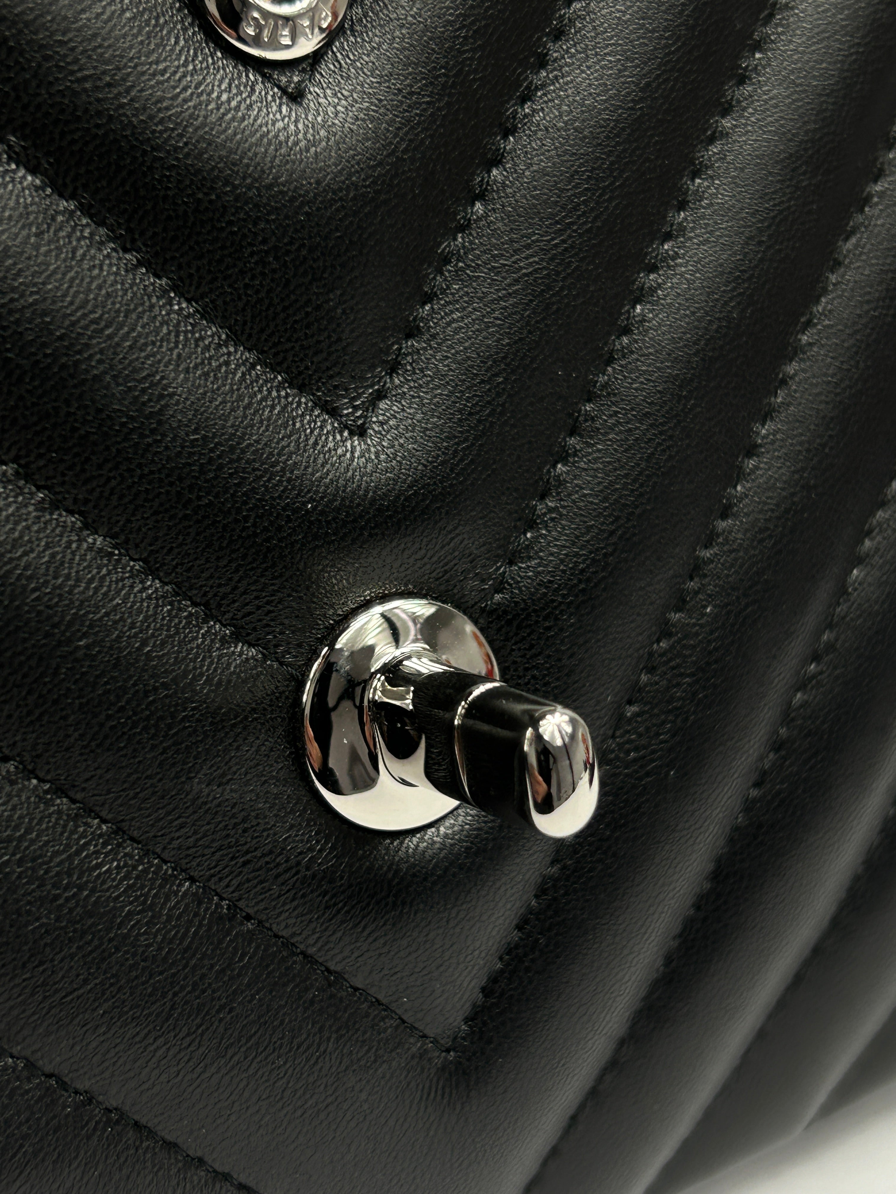 Black Chevron Lambskin Double Flap Jumbo w/SHW