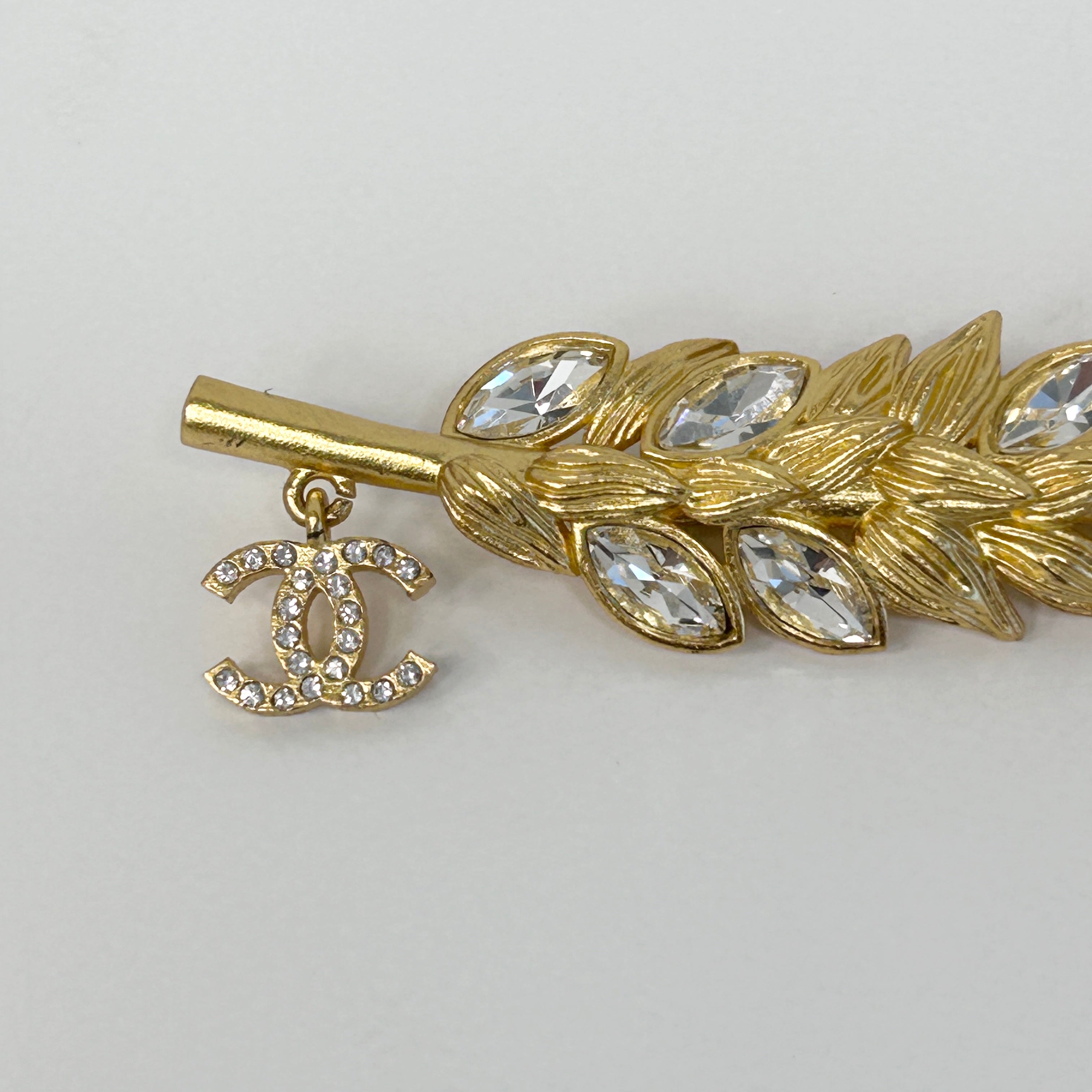Gold Plated Strass Sparkling Wheat Brooch