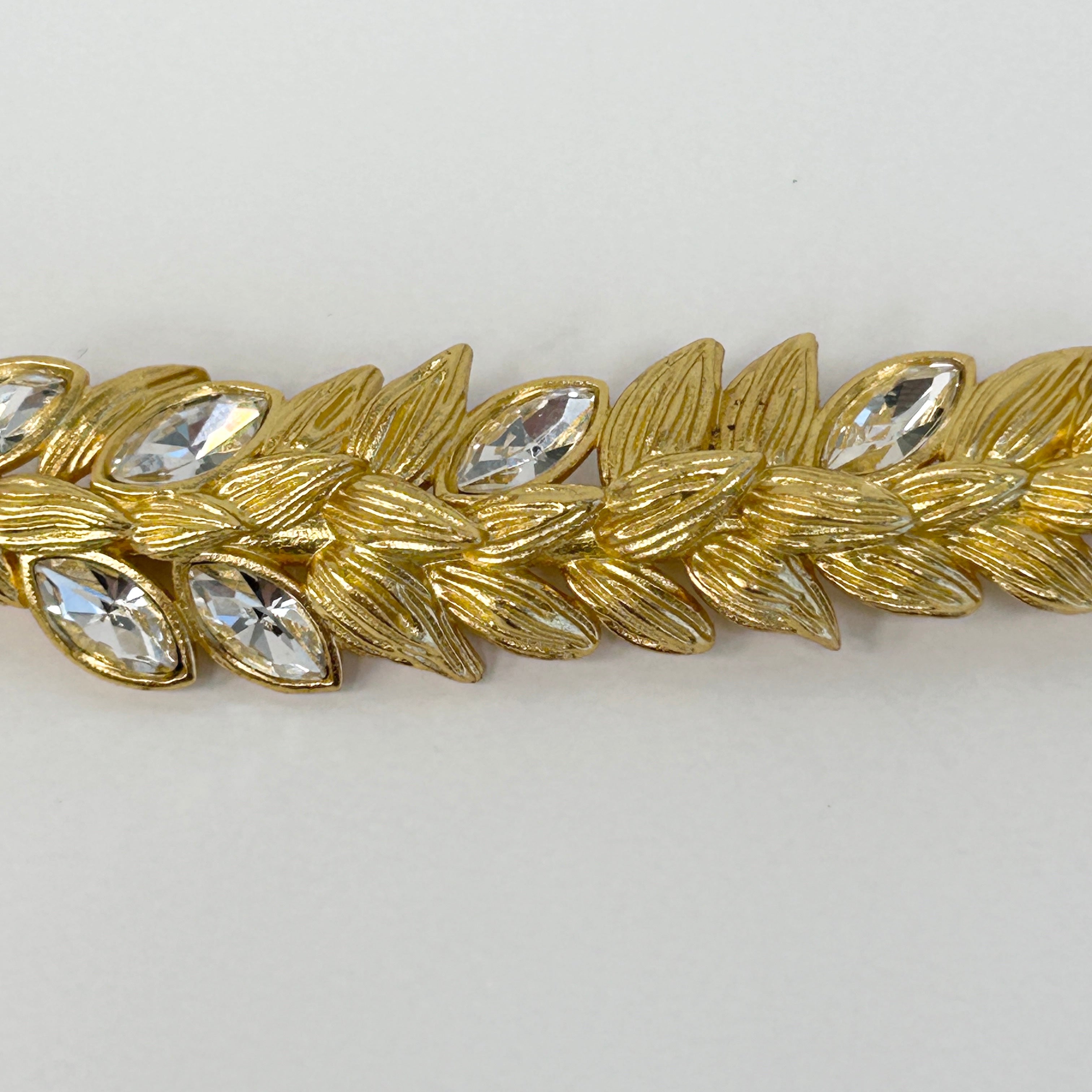 Gold Plated Strass Sparkling Wheat Brooch