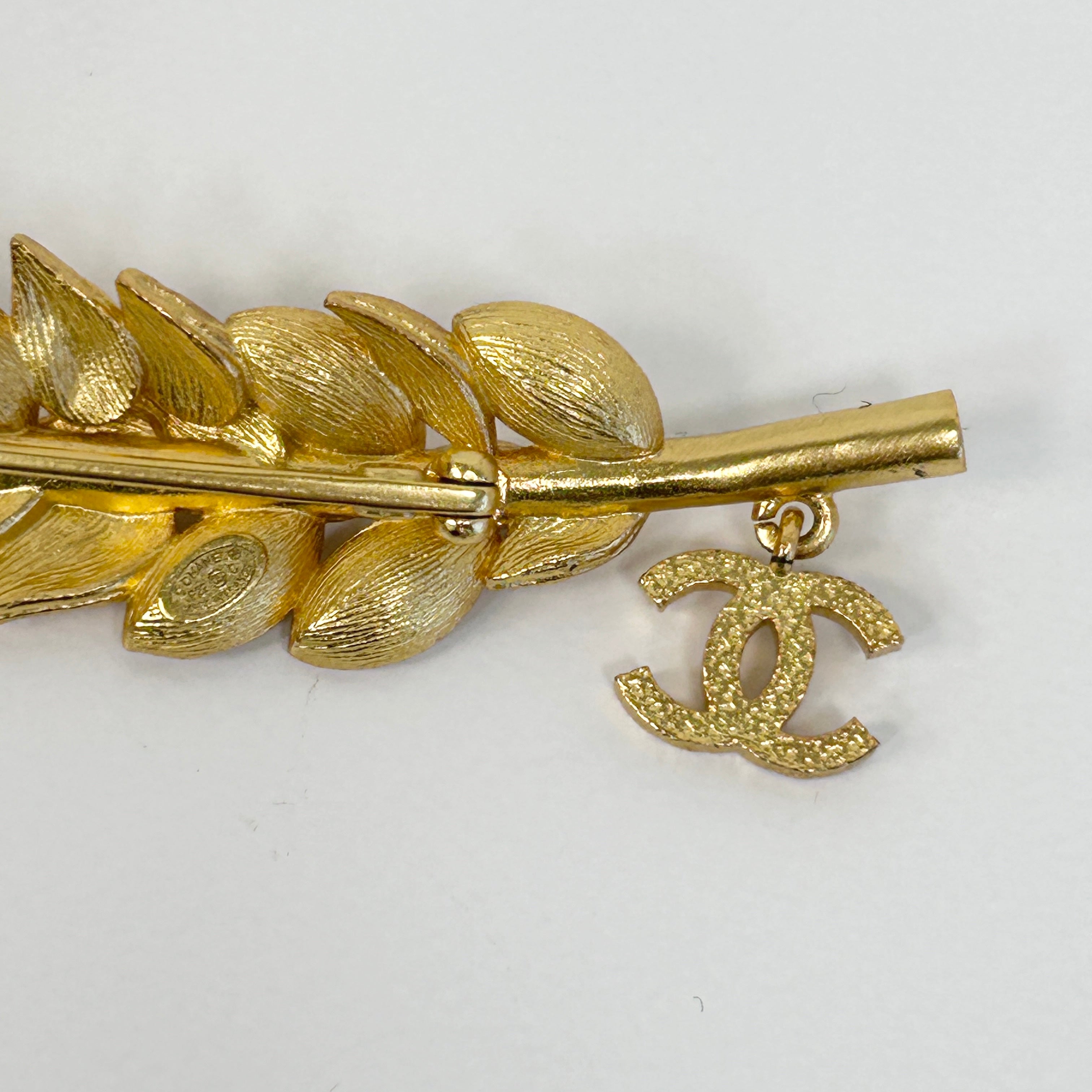 Gold Plated Strass Sparkling Wheat Brooch