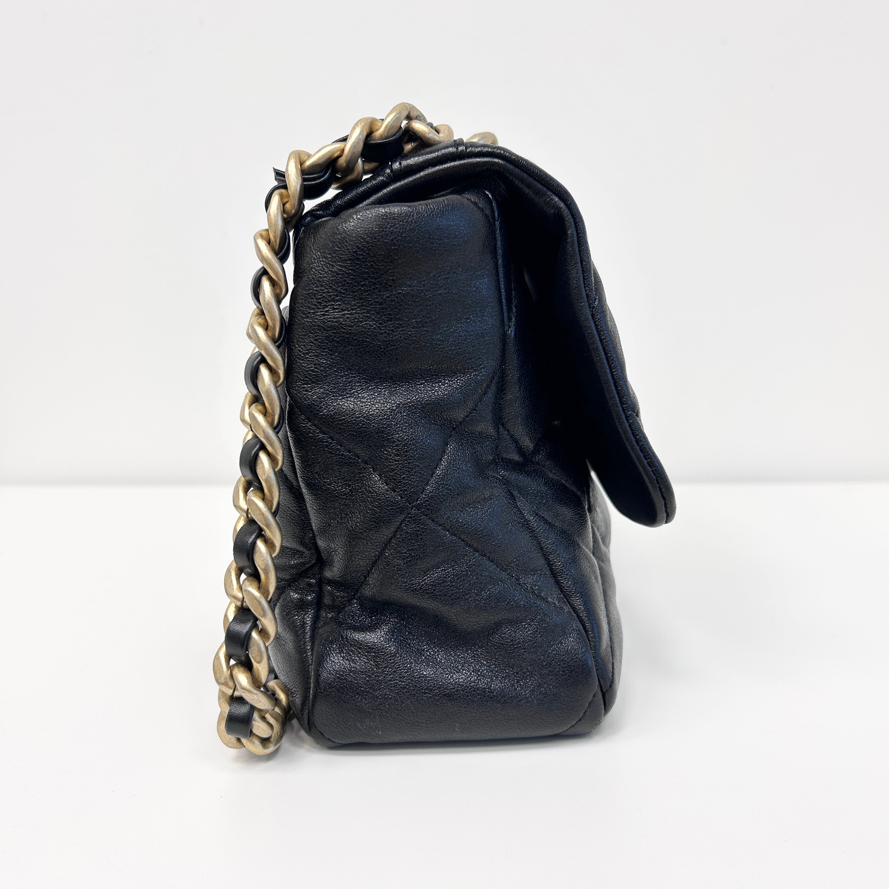 Chanel 19 Black Lambskin Large Flap Bag w/Mixed HW