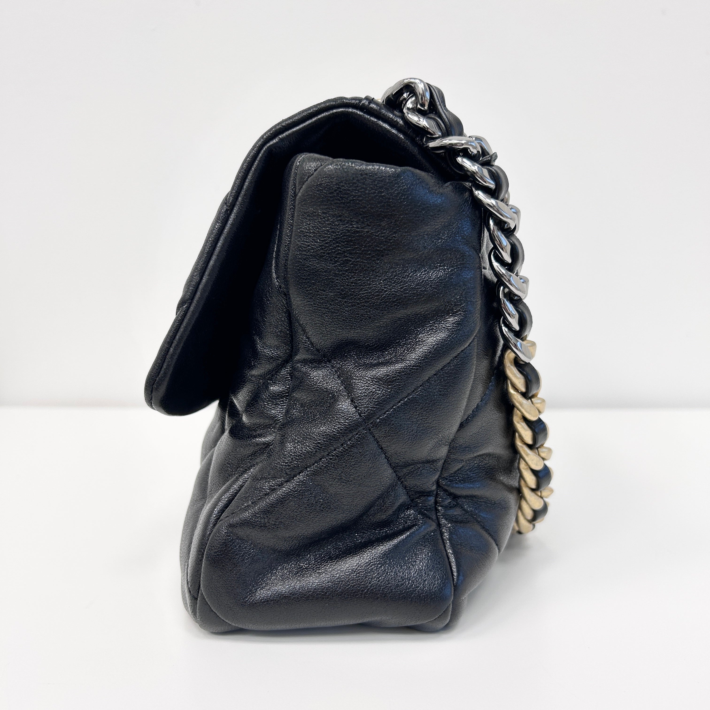 Chanel 19 Black Lambskin Large Flap Bag w/Mixed HW