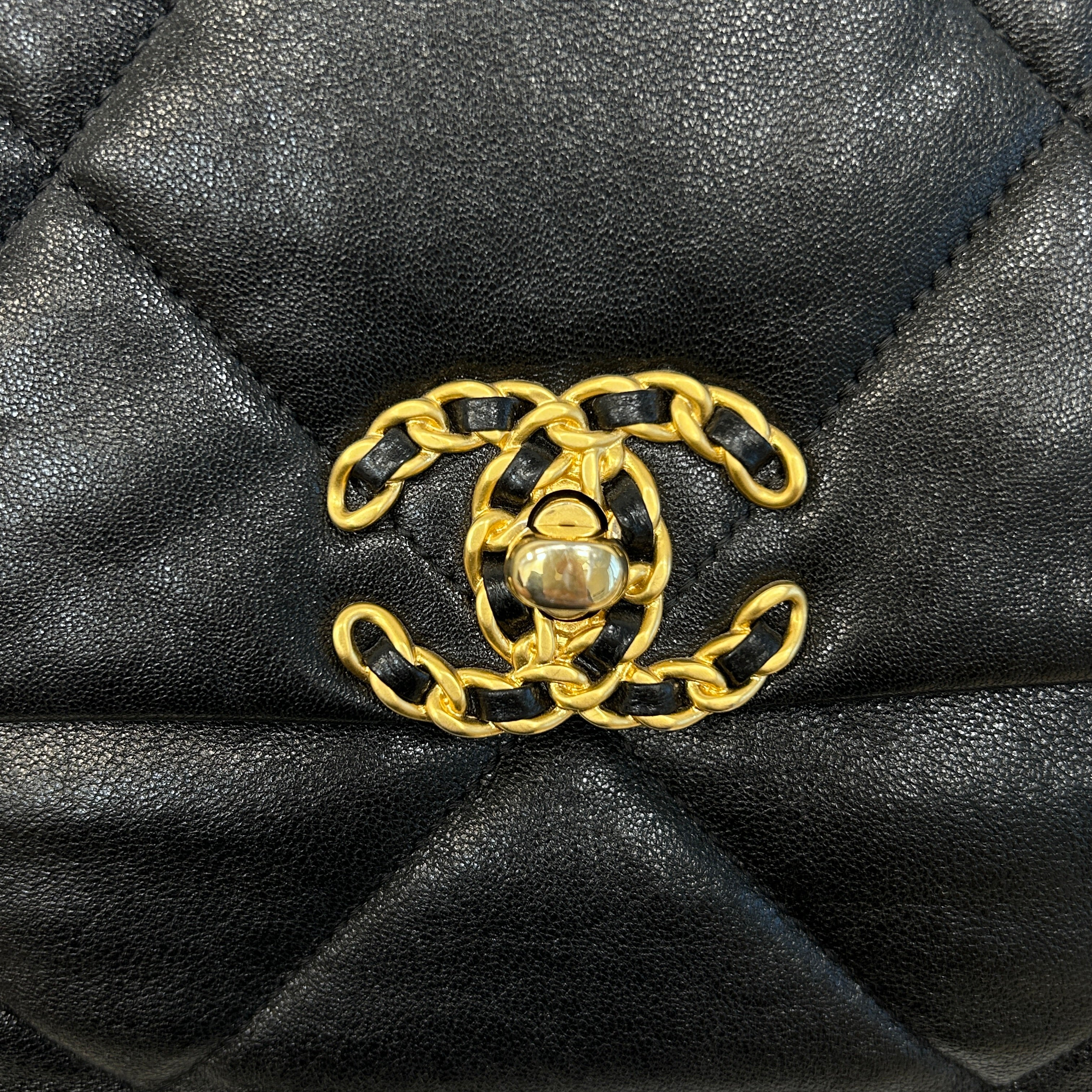 Chanel 19 Black Lambskin Large Flap Bag w/Mixed HW