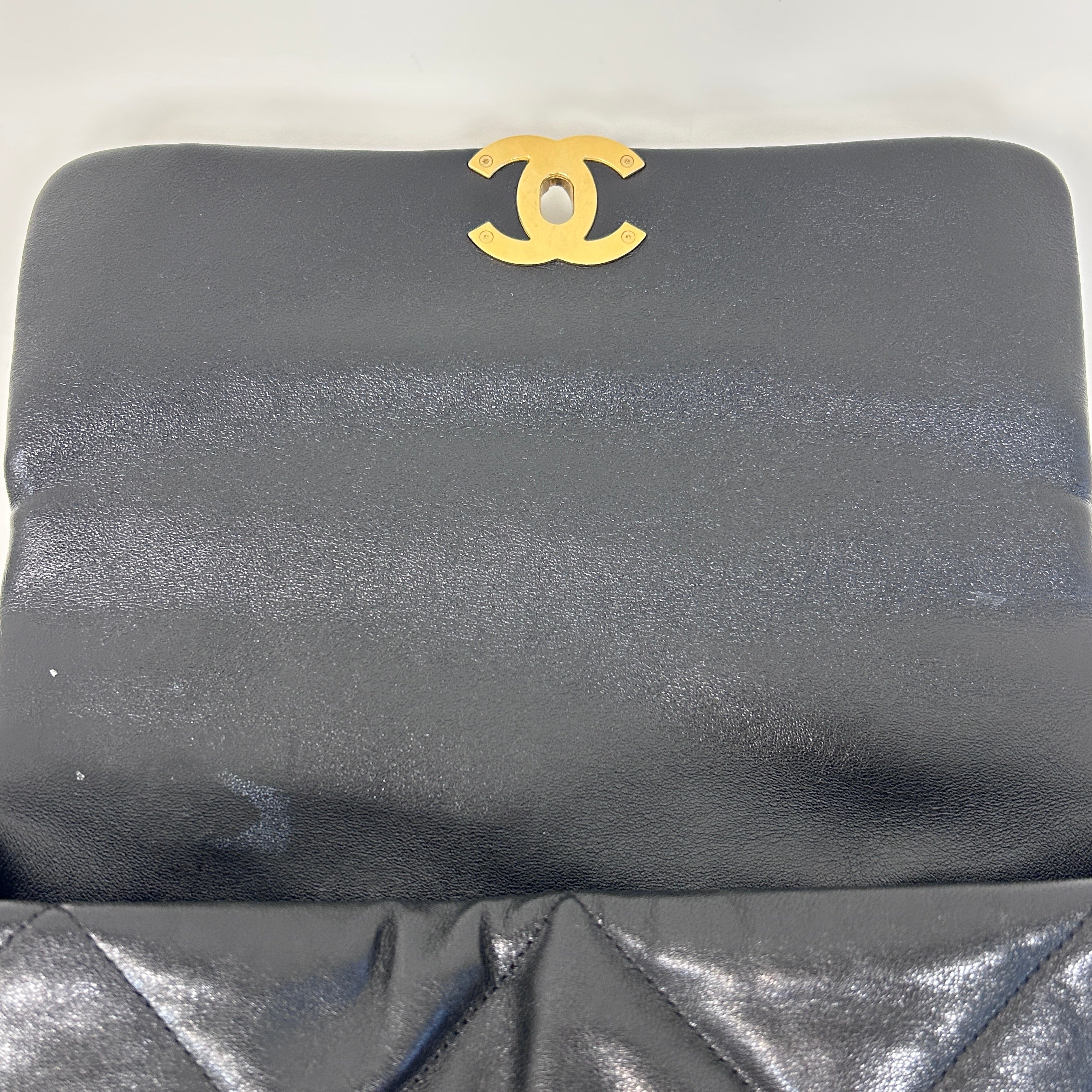 Chanel 19 Black Lambskin Large Flap Bag w/Mixed HW
