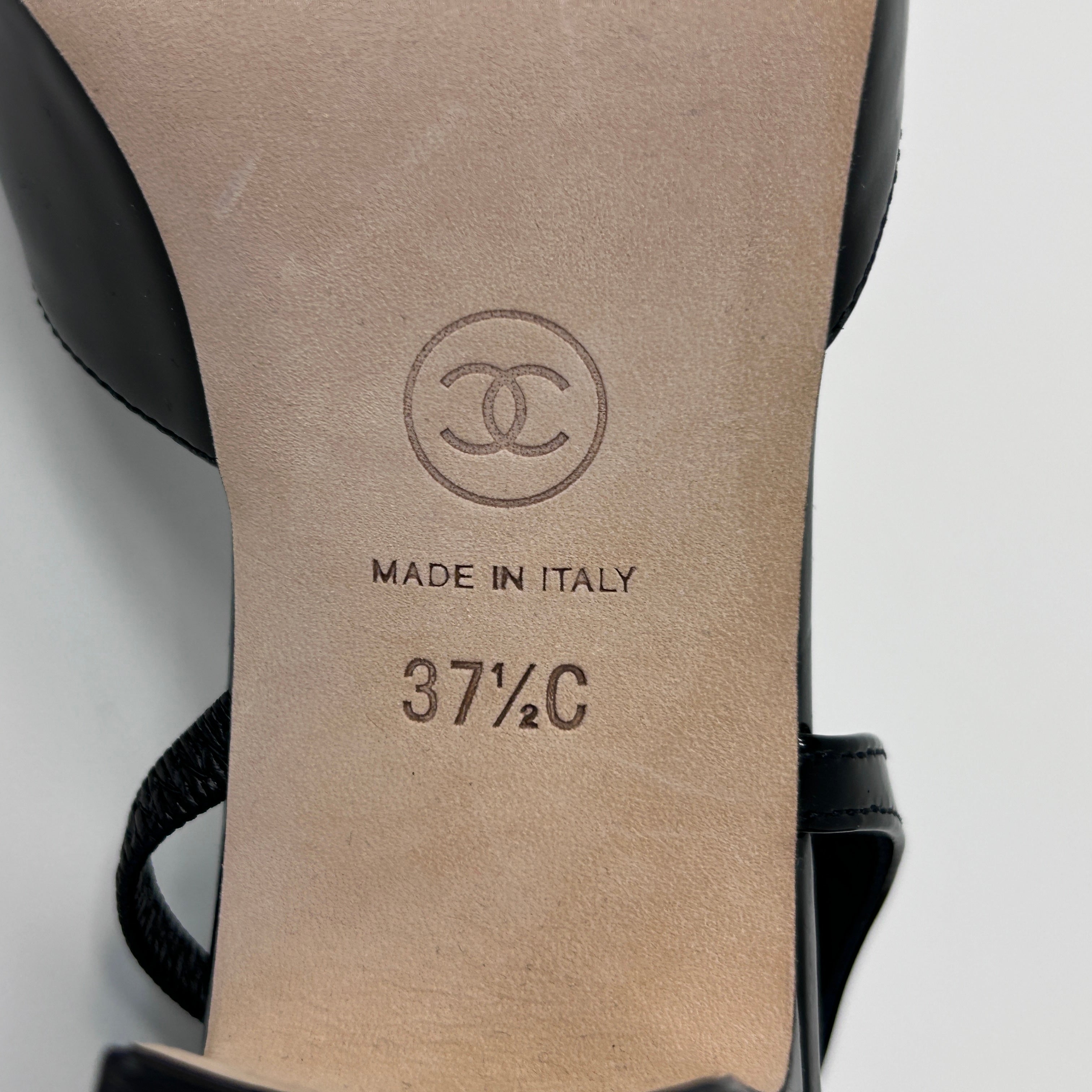 Black Patent Leather Cap Toe Slingback Sandals