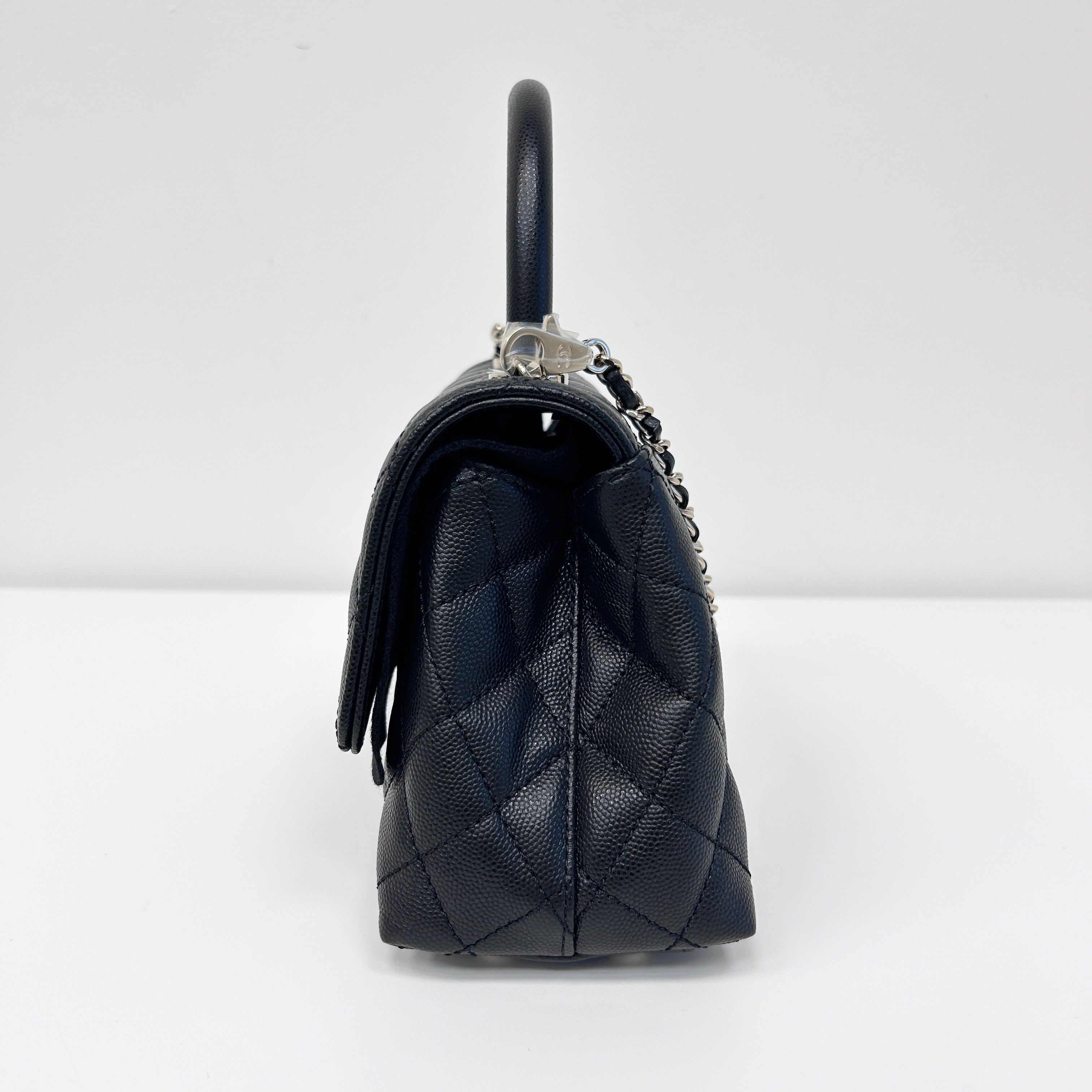 Black Quilted Caviar Leather Mini Coco Handle Bag w/LGHW