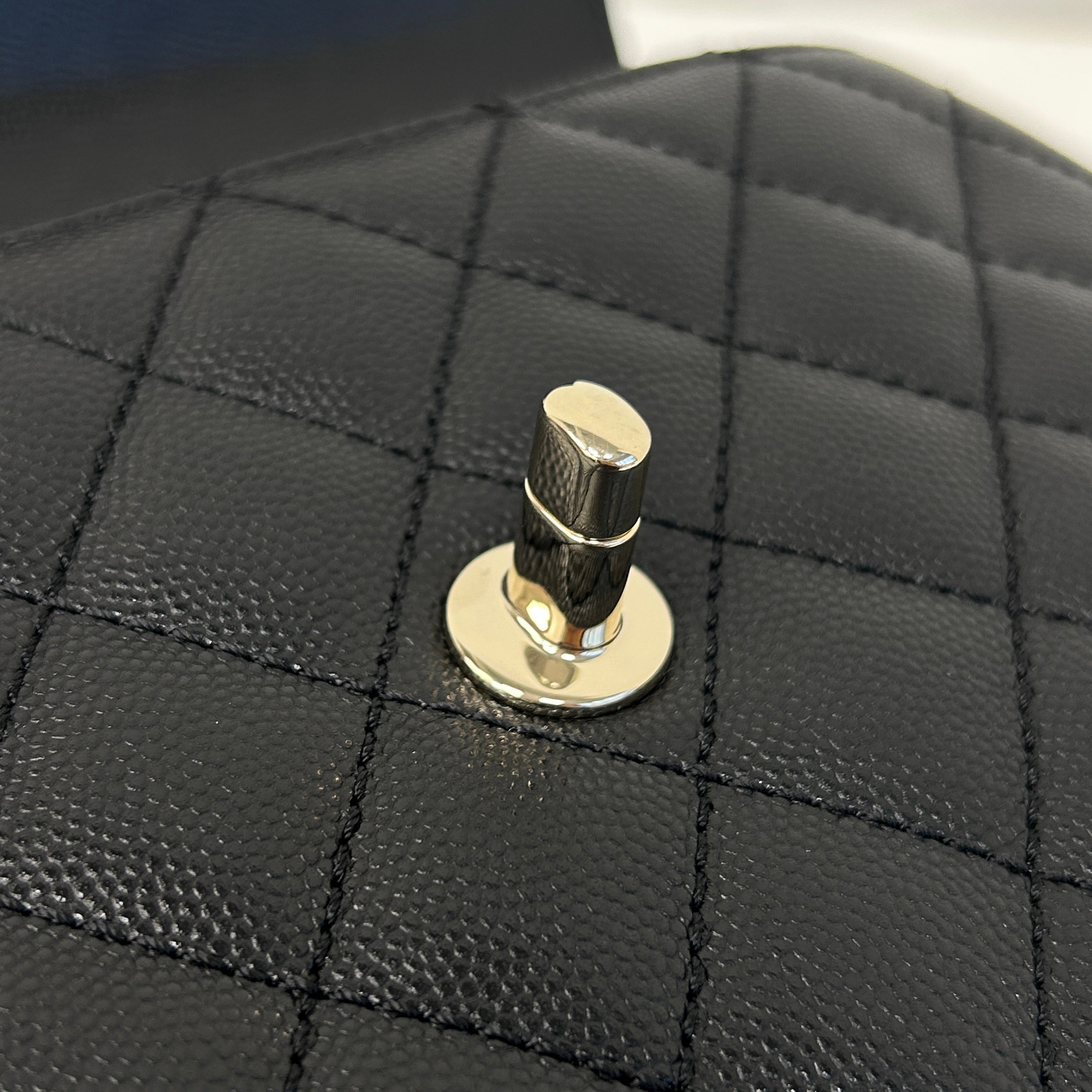 Black Quilted Caviar Leather Mini Coco Handle Bag w/LGHW