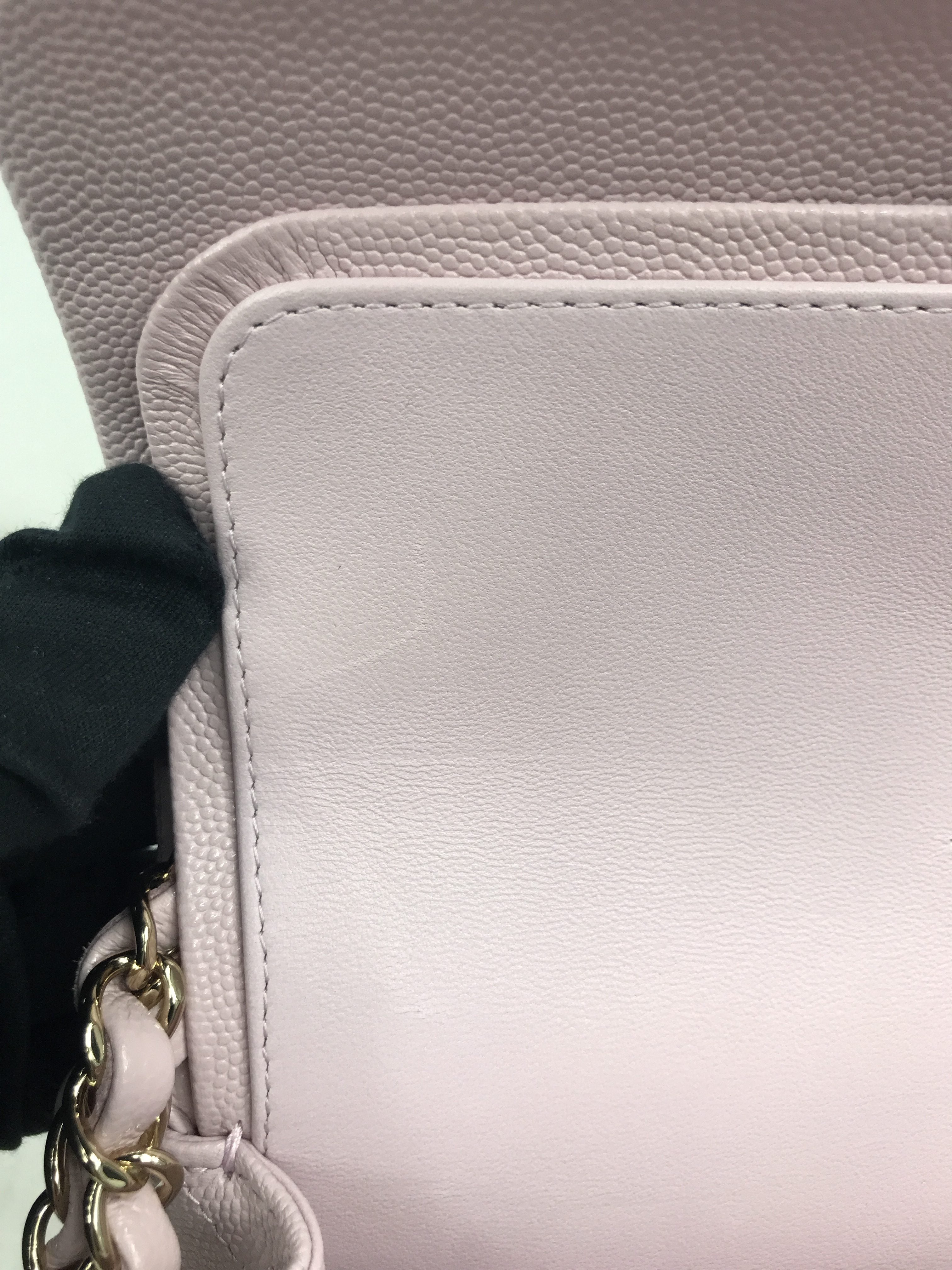 21S Rose Clair Lilac Pink Caviar Quilted Medium Double Flap w/GHW