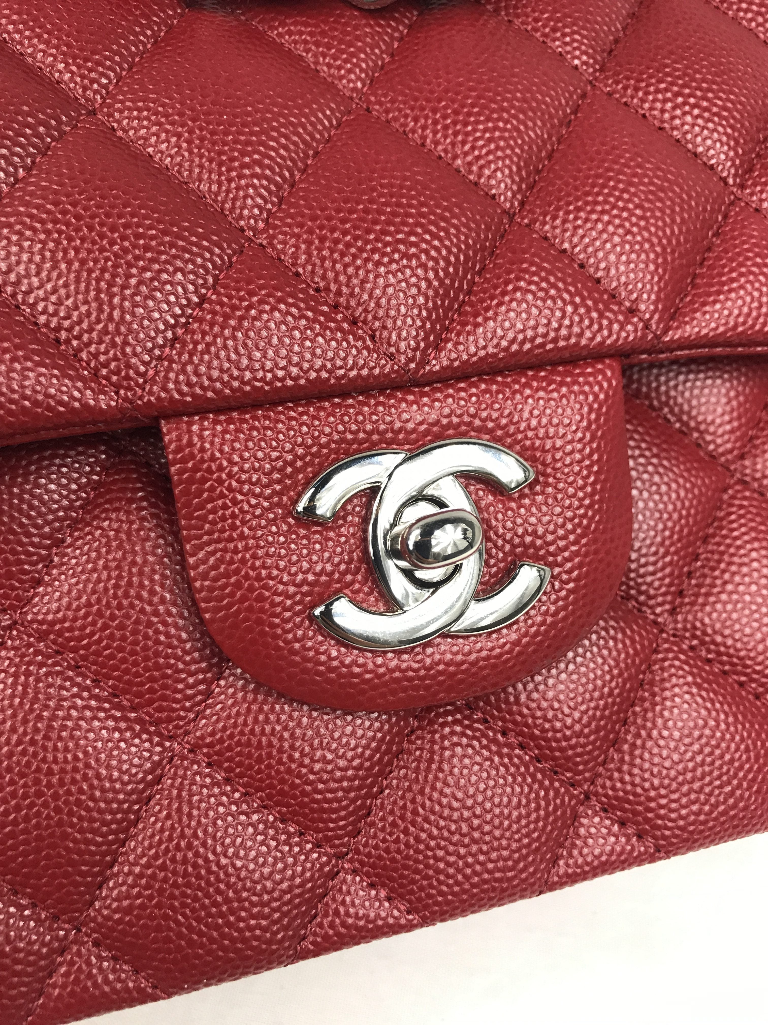 17B Red Caviar Quilted Double Flap Small W/SHW