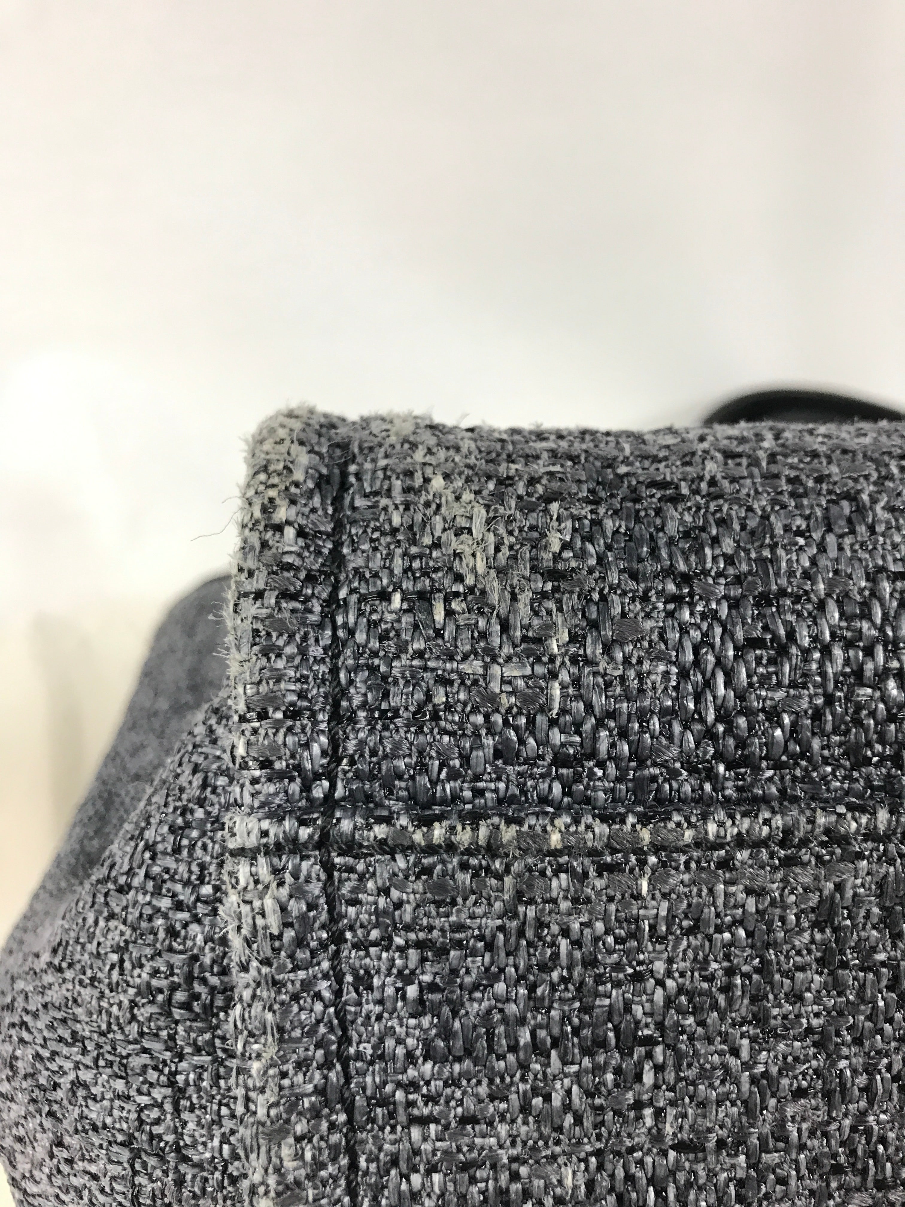 Black/Greyish Blue Small Tweed Raffia Deauville Tote w/GHW