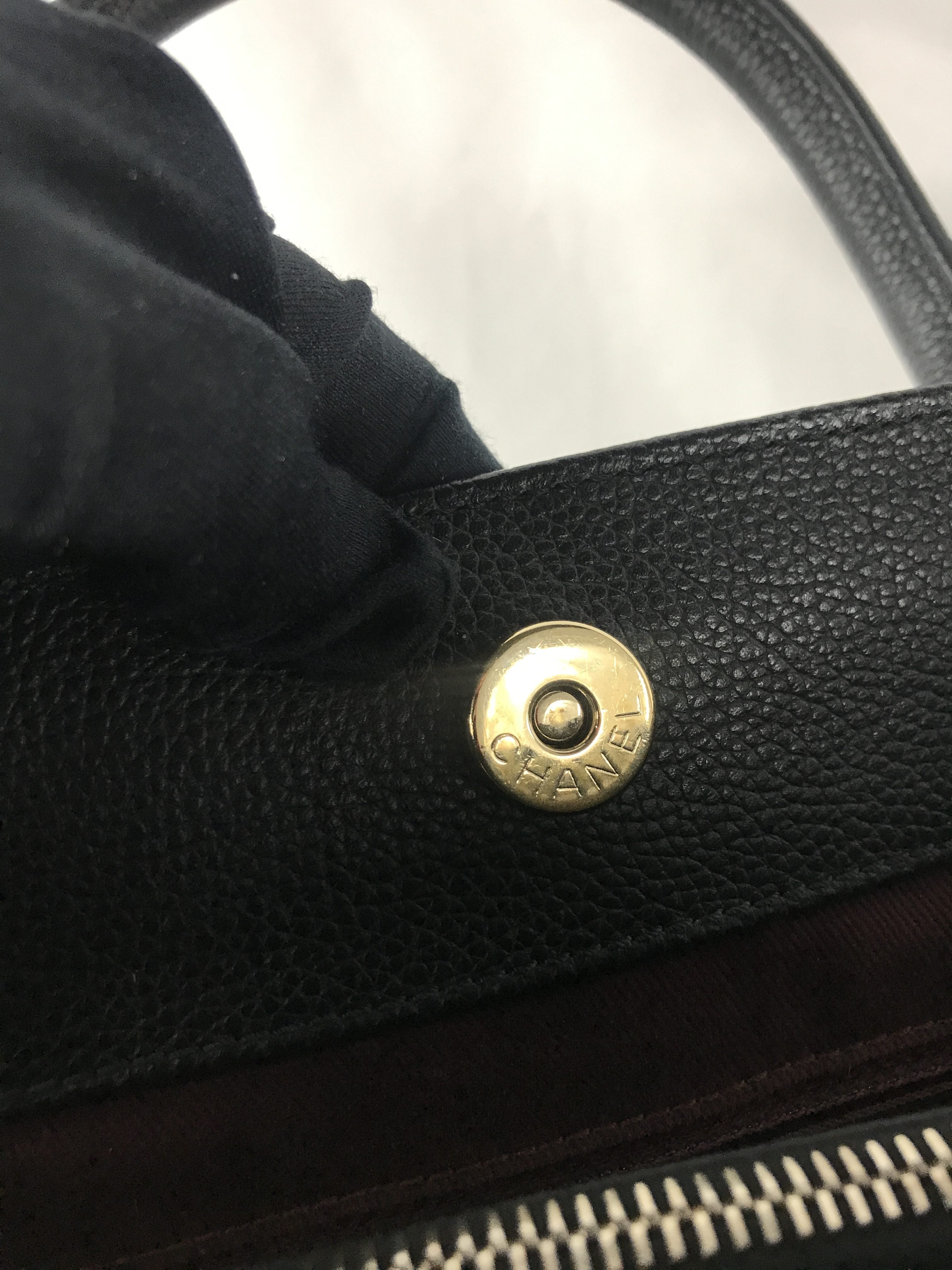 Black Caviar Leather Large Studded Deauville Bag w/GHW