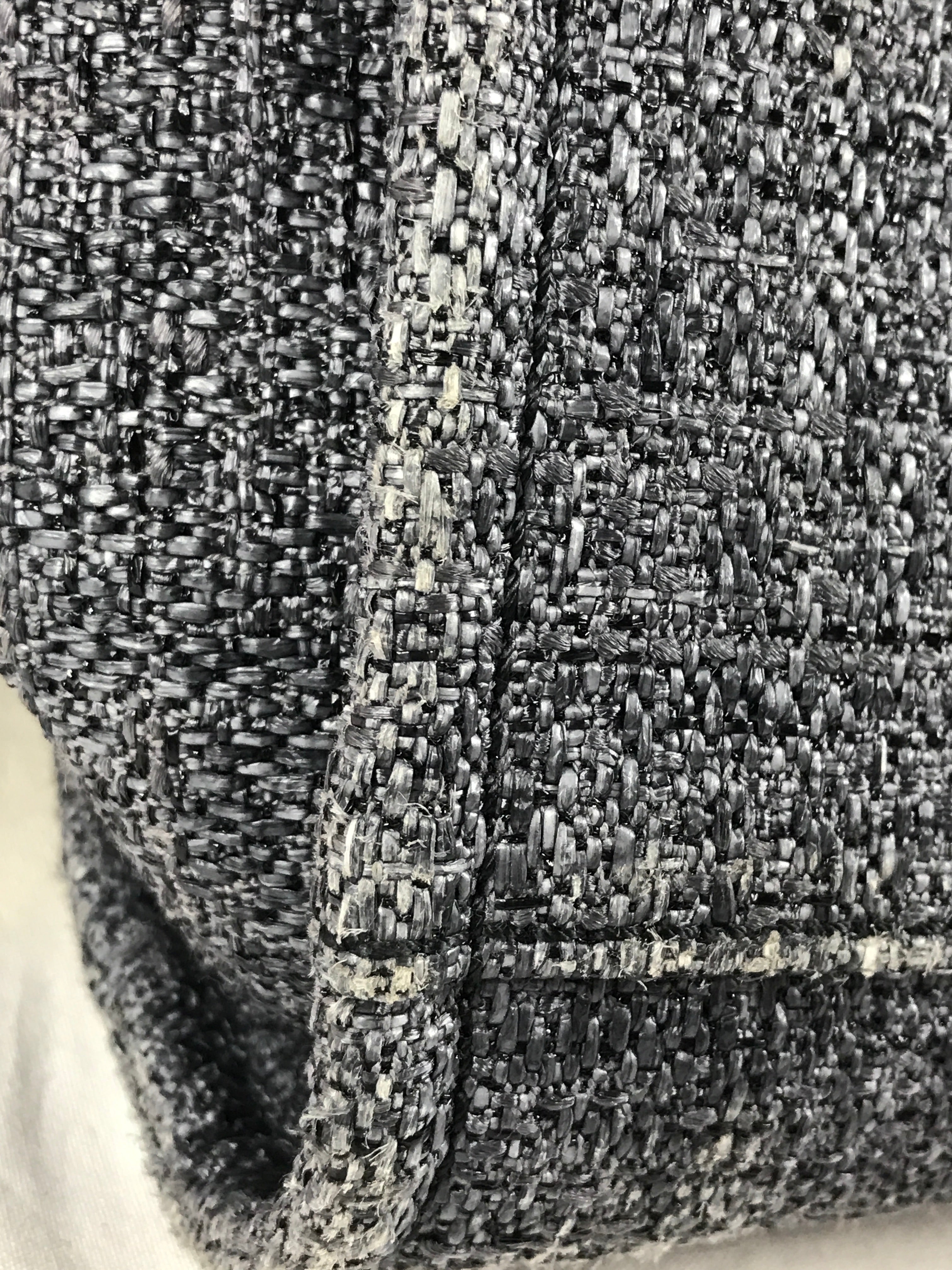 Black/Greyish Blue Small Tweed Raffia Deauville Tote w/GHW