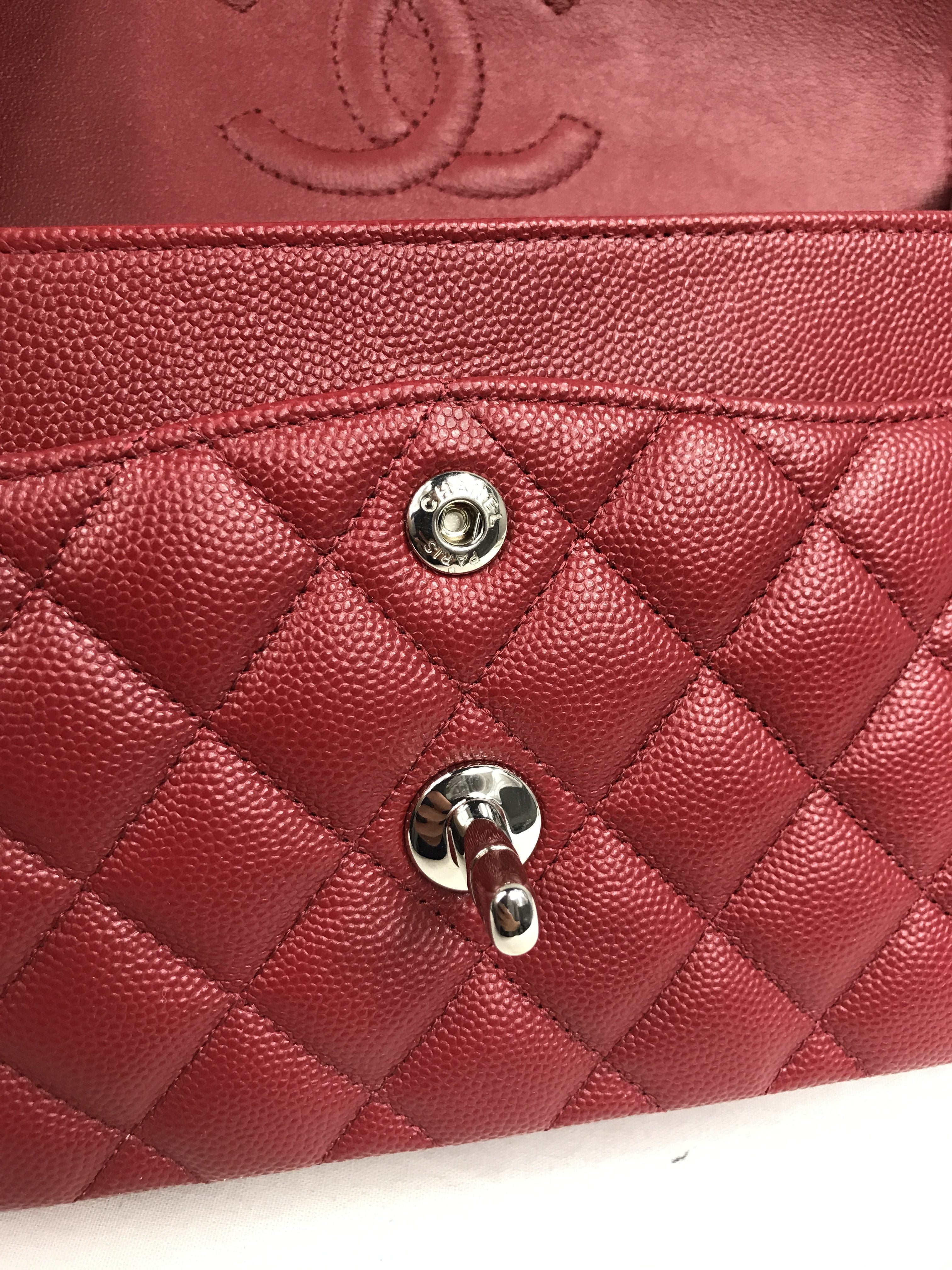 17B Red Caviar Quilted Double Flap Small W/SHW