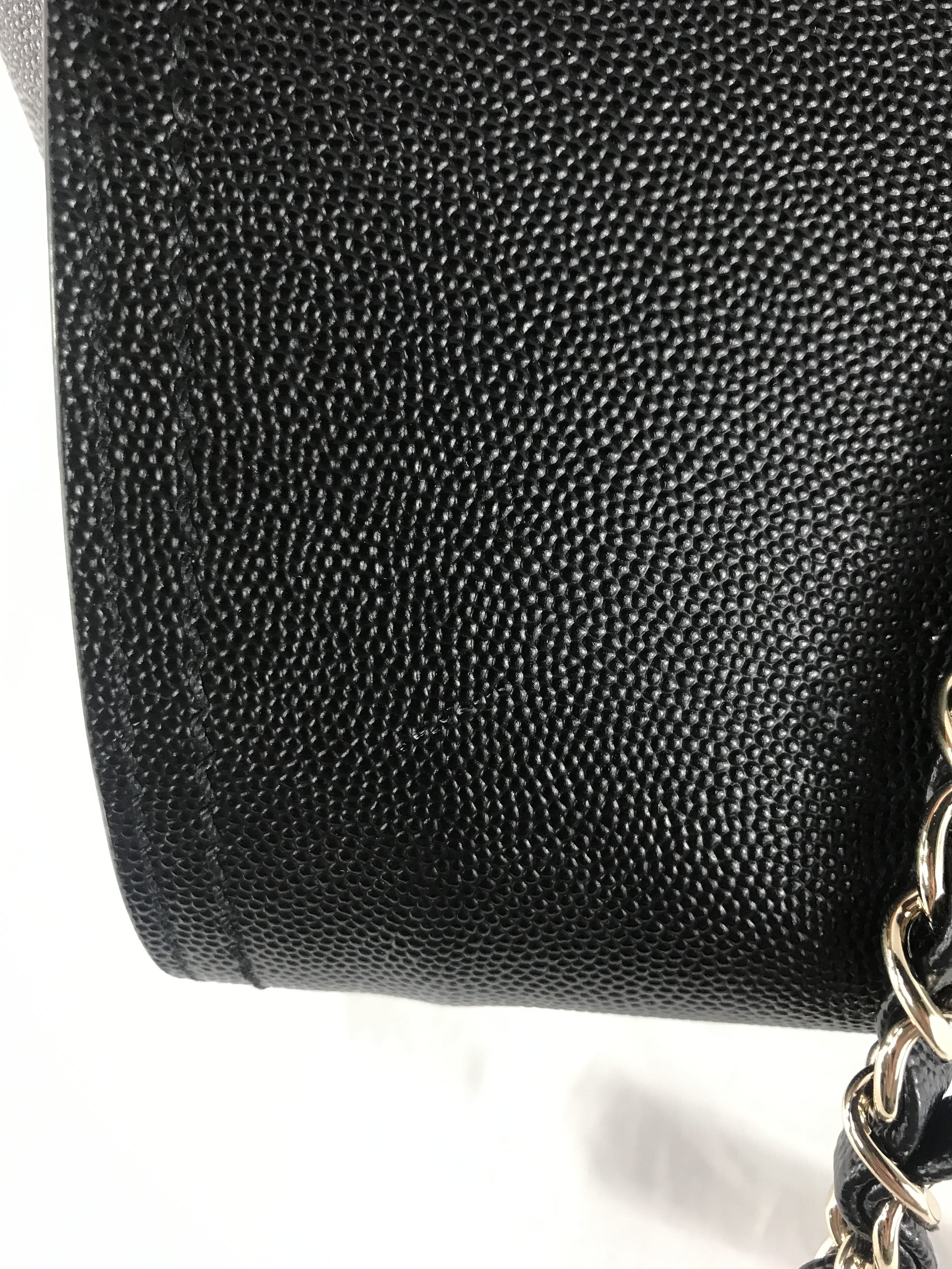 Black Caviar Leather Large Studded Deauville Bag w/GHW