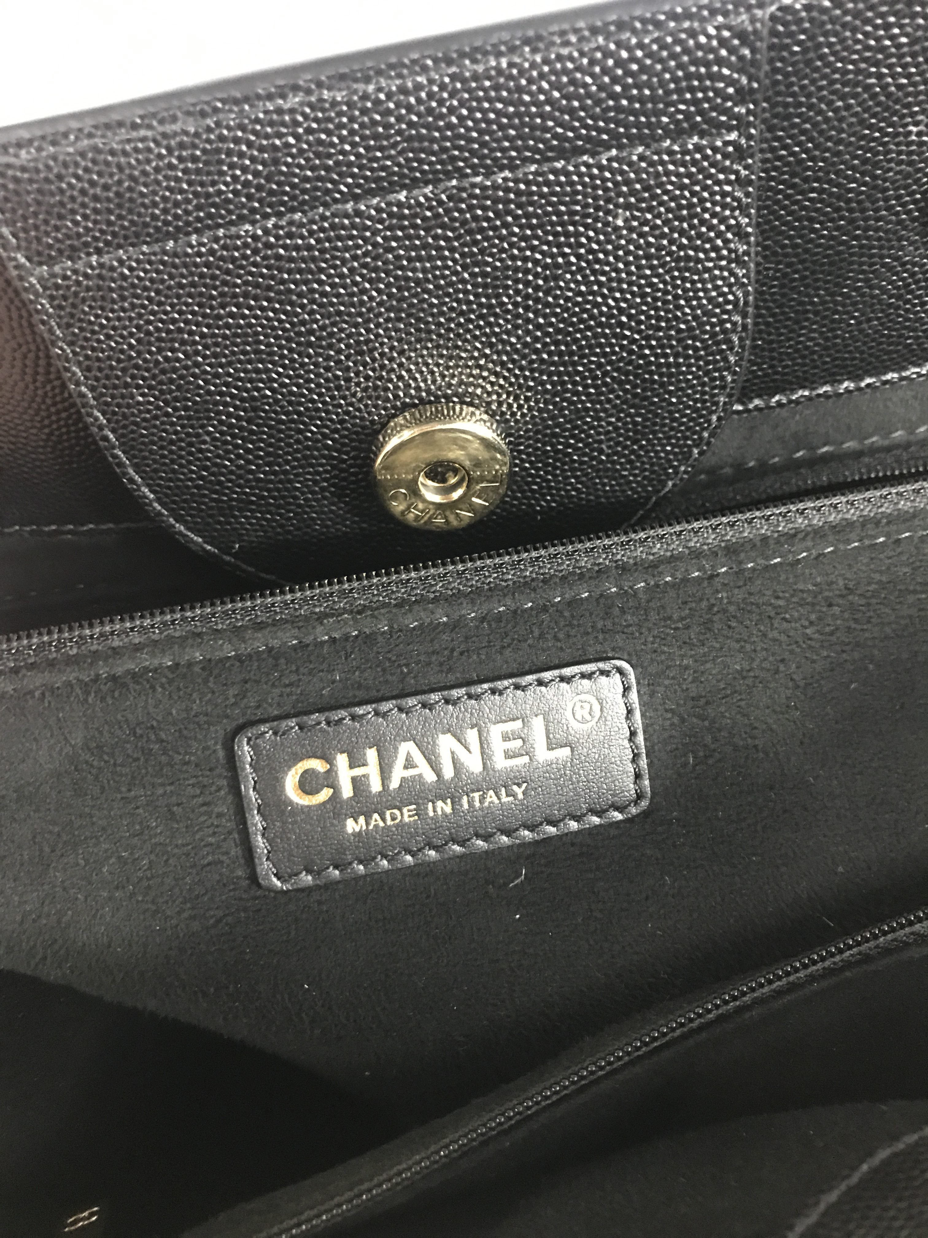 Black Caviar Leather Large Studded Deauville Bag w/GHW