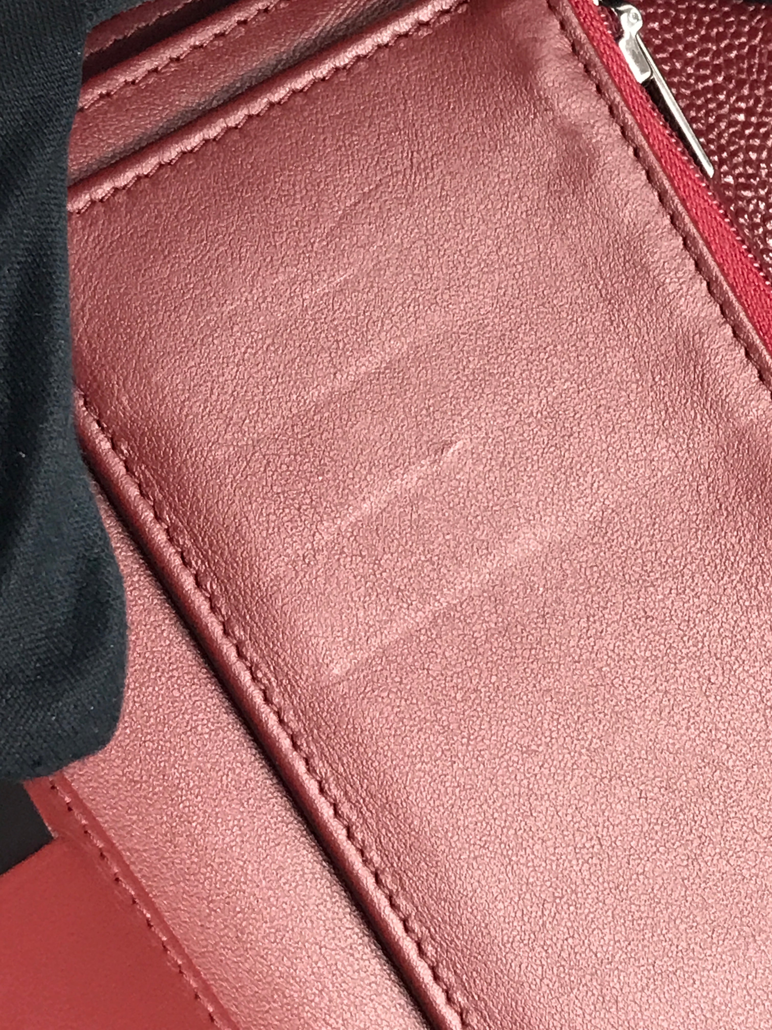 Burgundy Caviar Quilted Medium Flap Wallet w/SHW