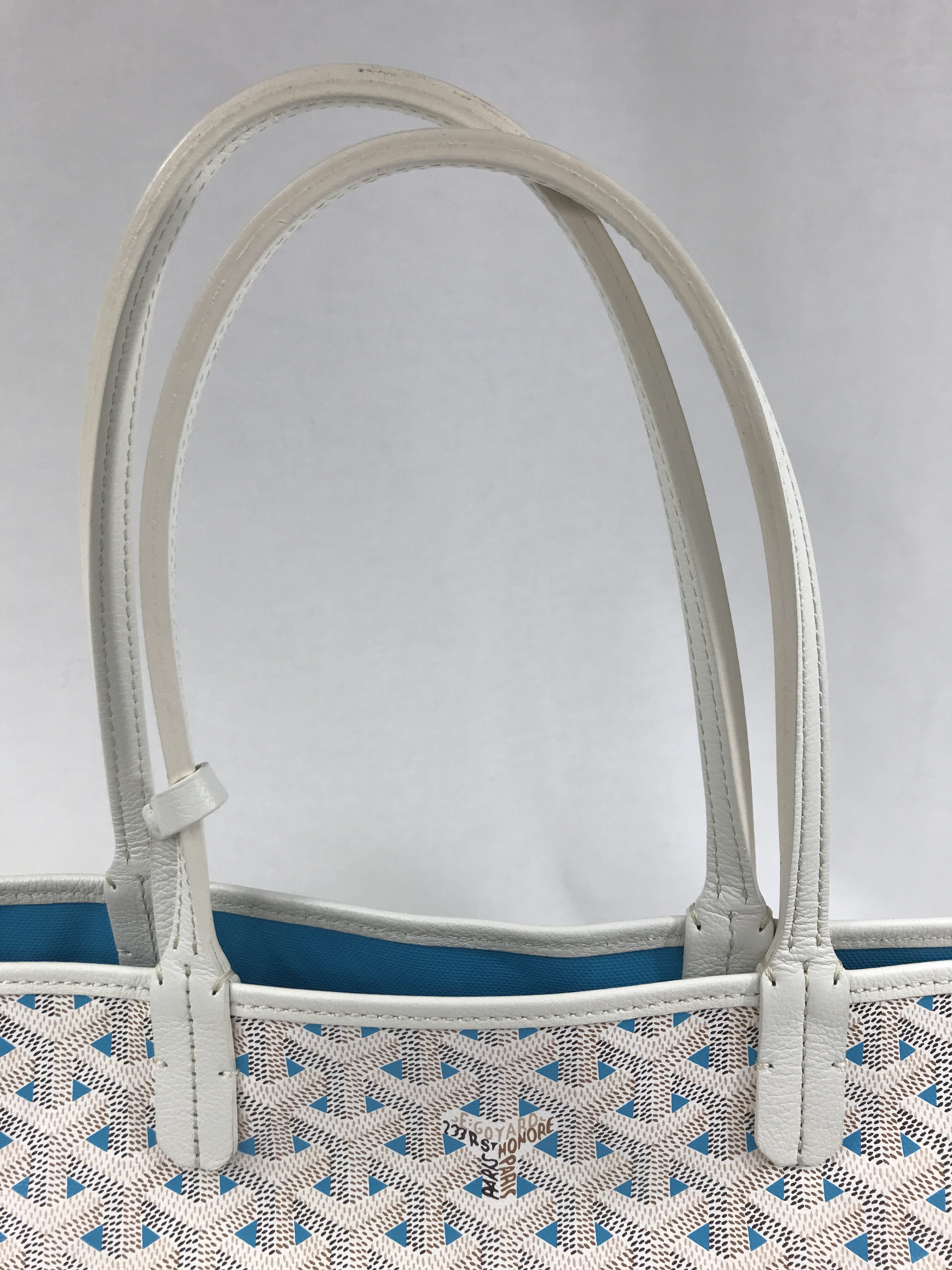 Limited Edition Blue and White Goyardine Canvas and Calfskin Saint Louis Claire-Voie PM Tote