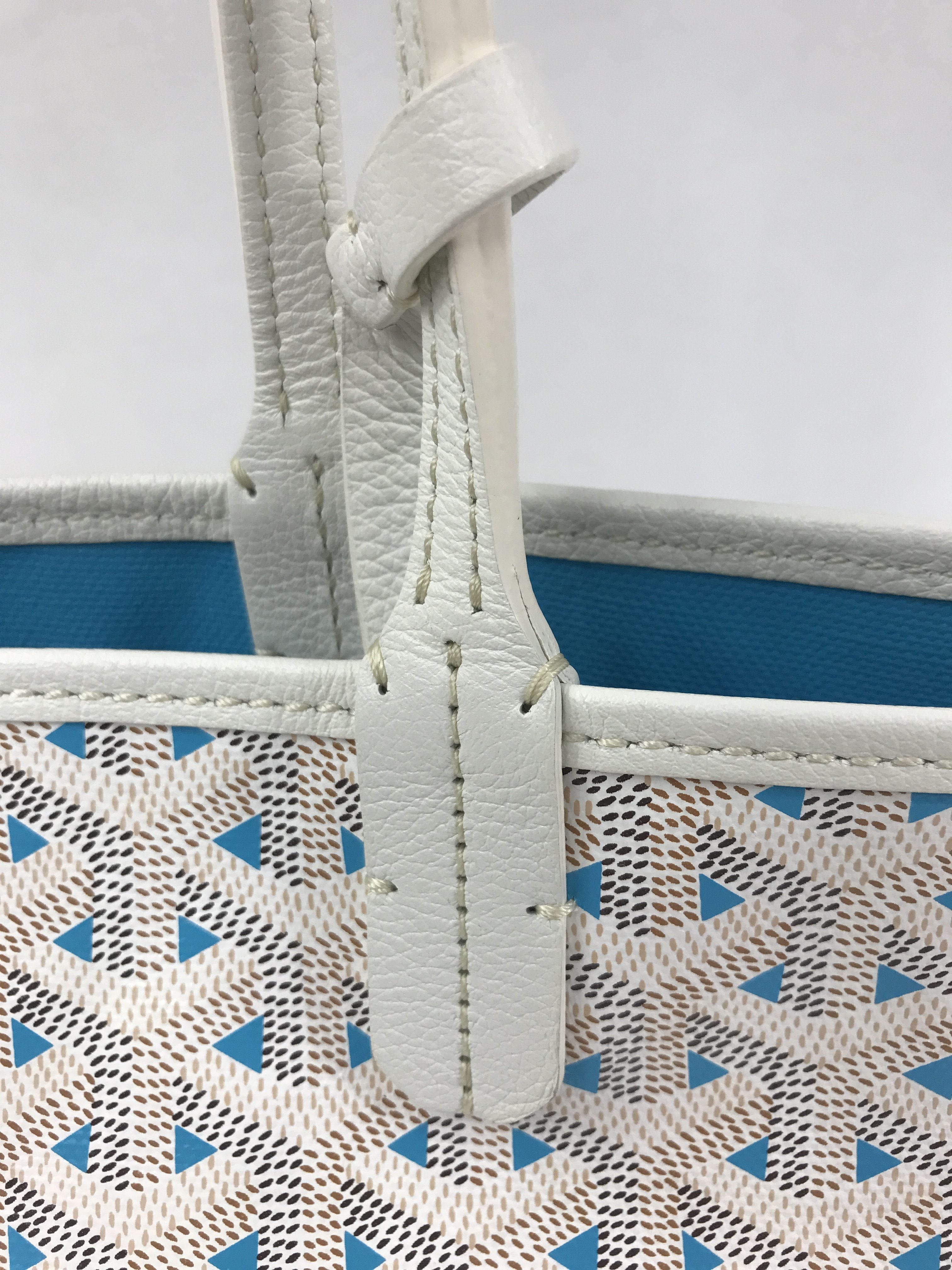 Limited Edition Blue and White Goyardine Canvas and Calfskin Saint Louis Claire-Voie PM Tote