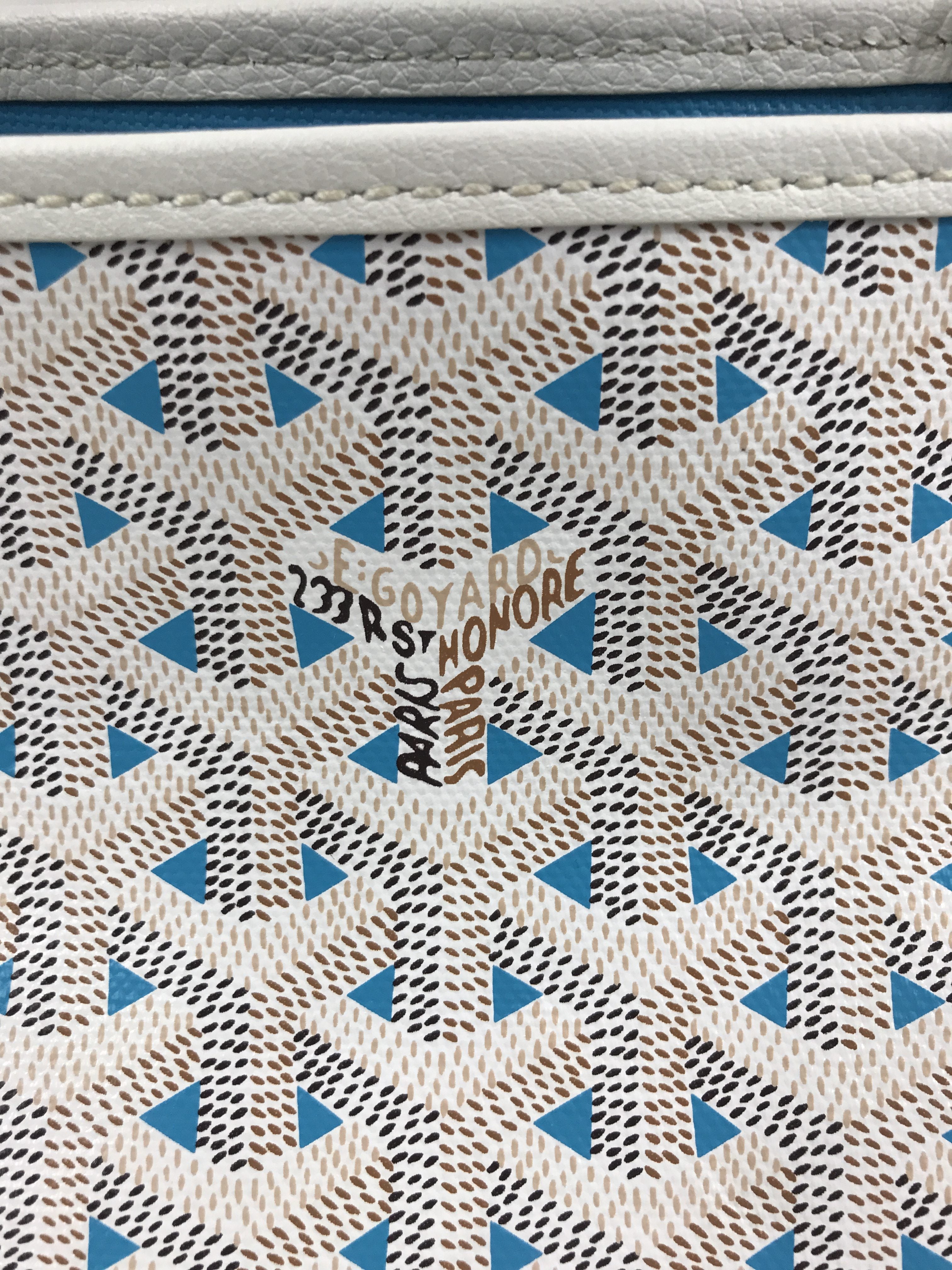 Limited Edition Blue and White Goyardine Canvas and Calfskin Saint Louis Claire-Voie PM Tote