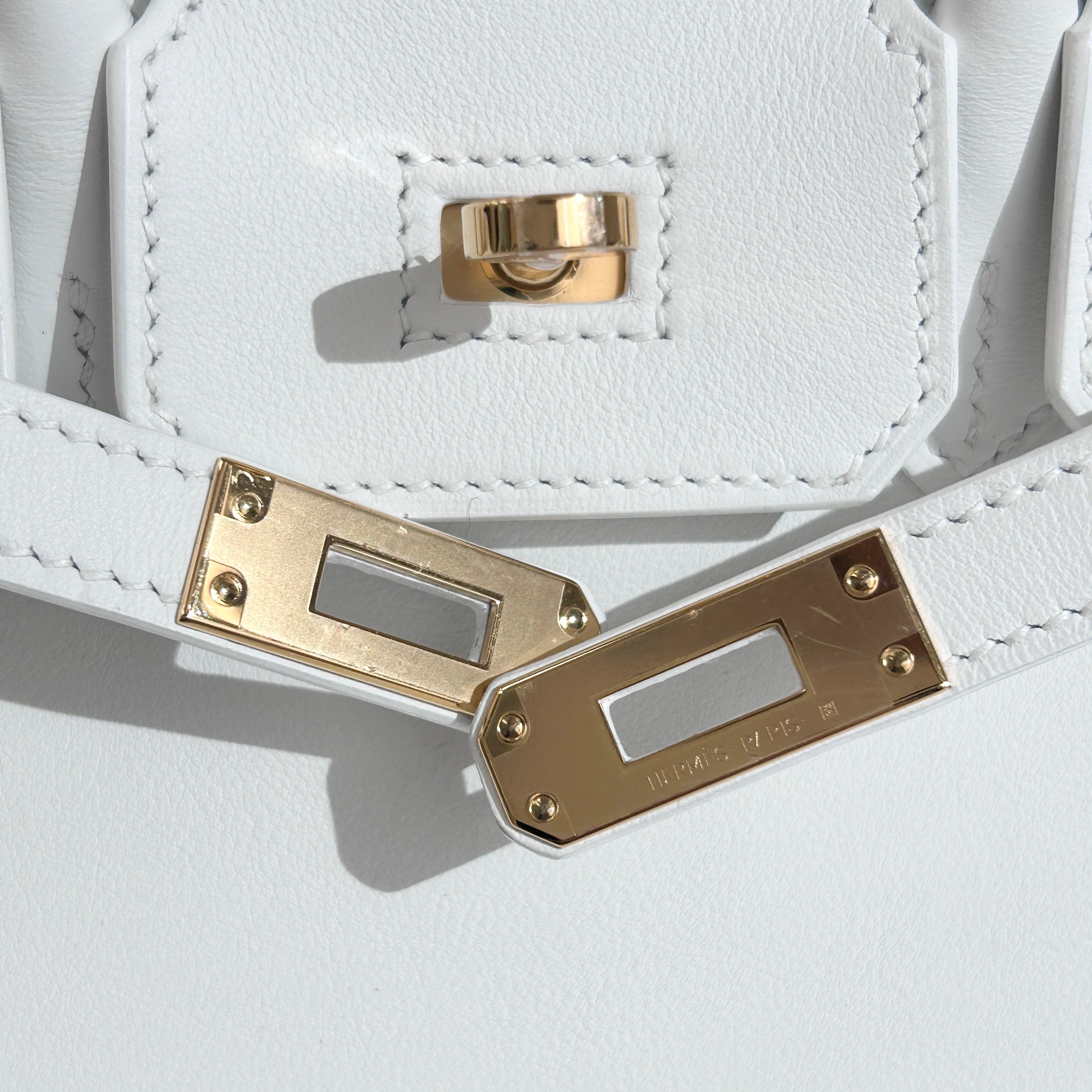 White Swift Leather 25 Birkin Bag w/GHW