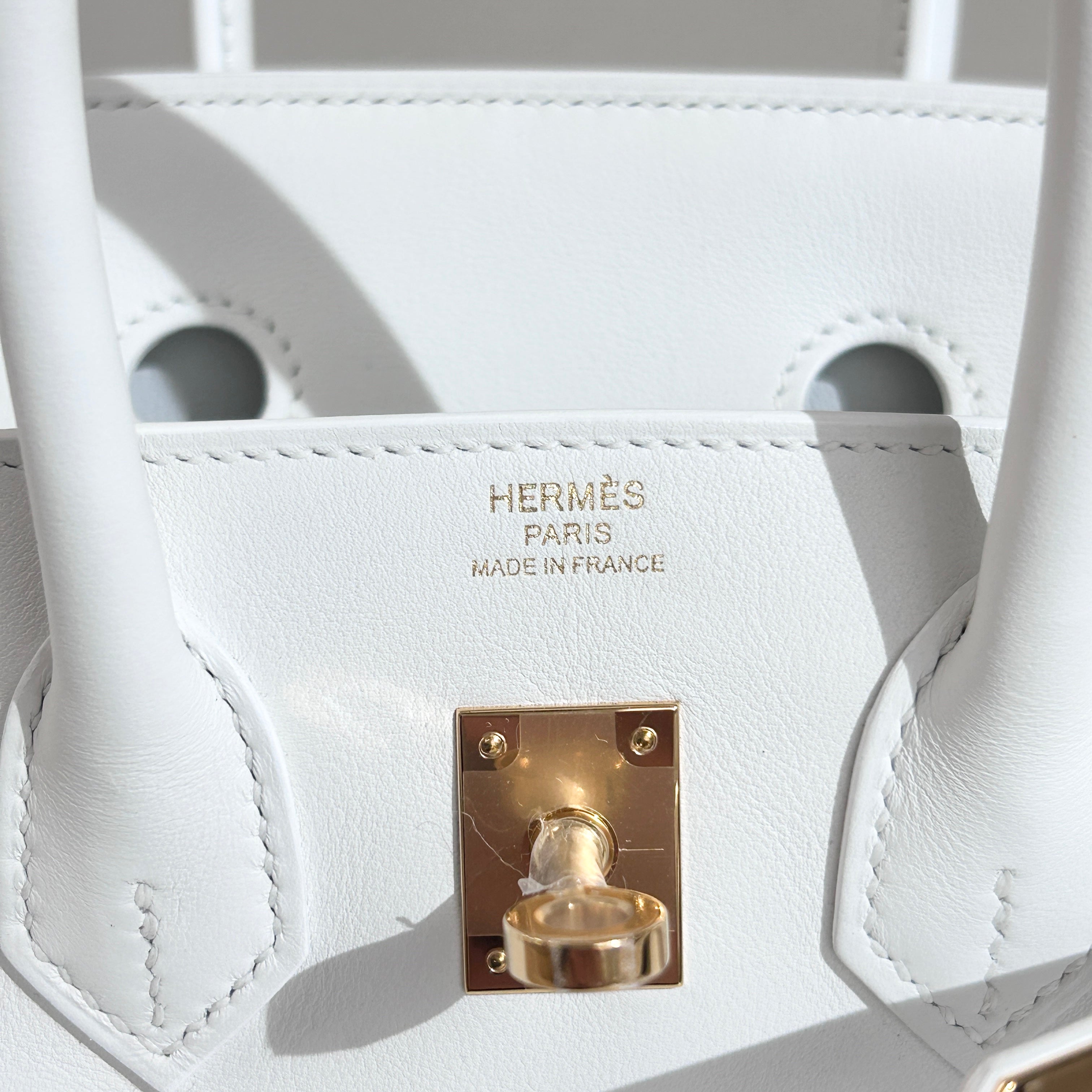 White Swift Leather 25 Birkin Bag w/GHW