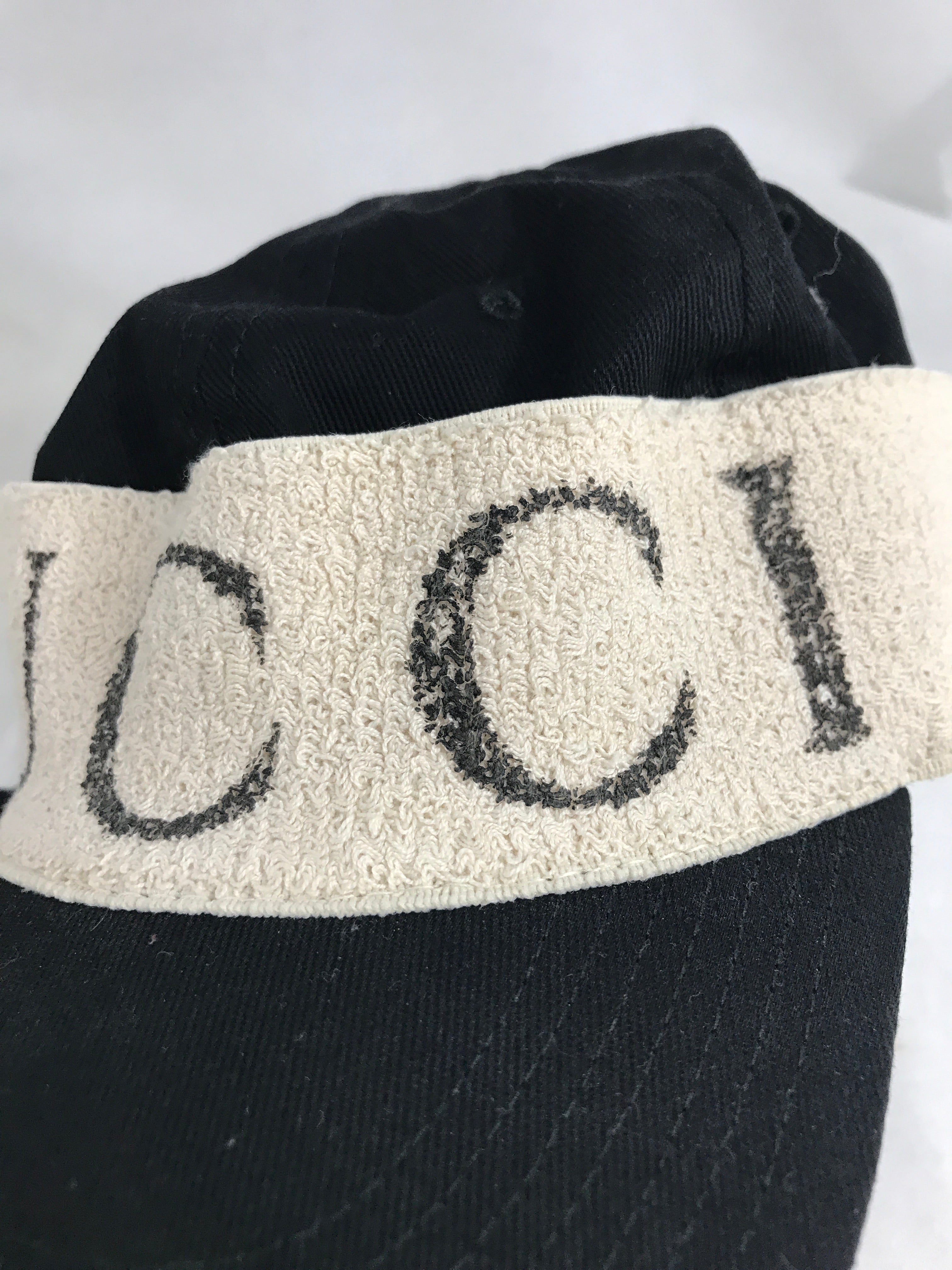 Black Cotton Logo Print Baseball Cap