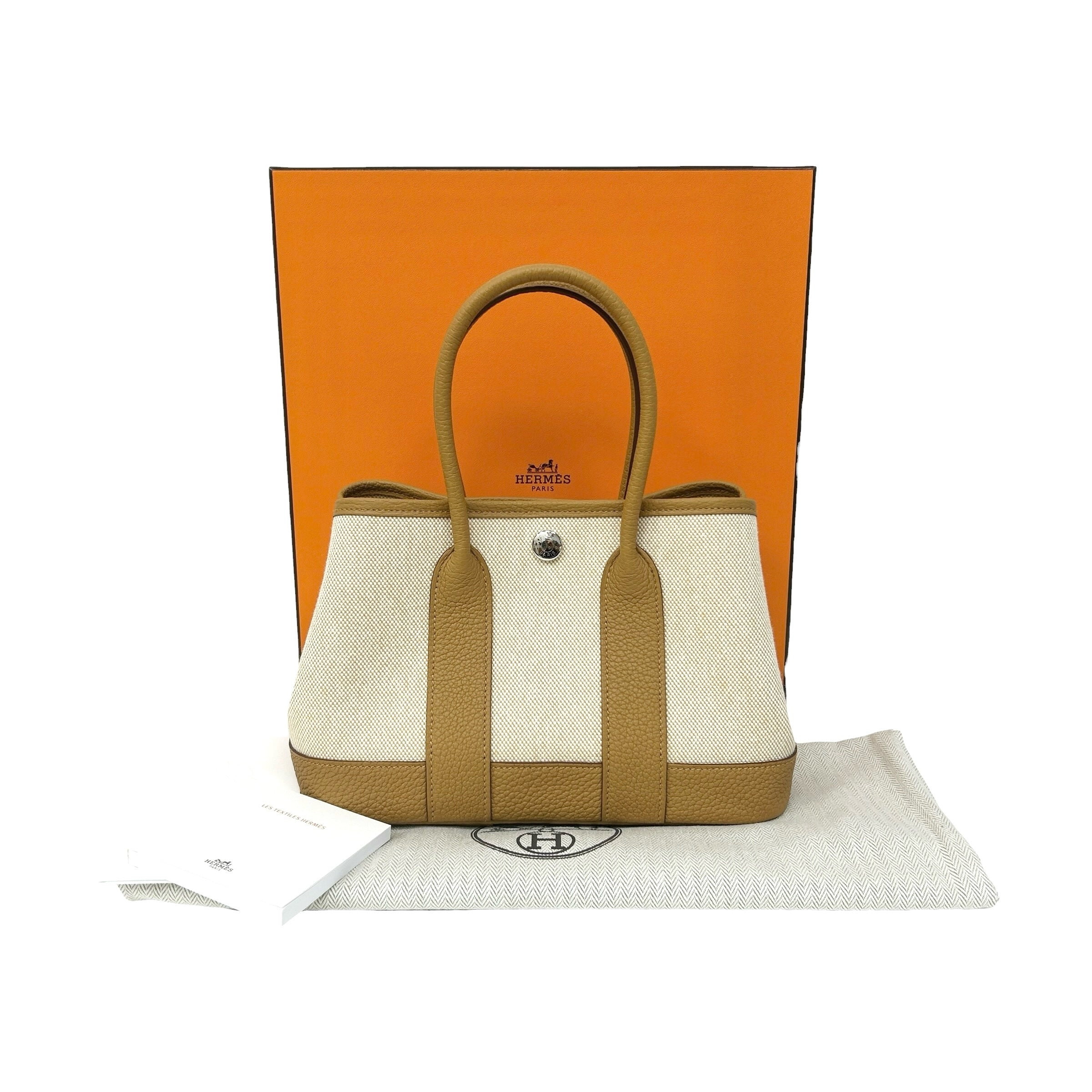 Beige Canvas/Sesame Negonda Leather Mini Garden Party Bag w/PHW