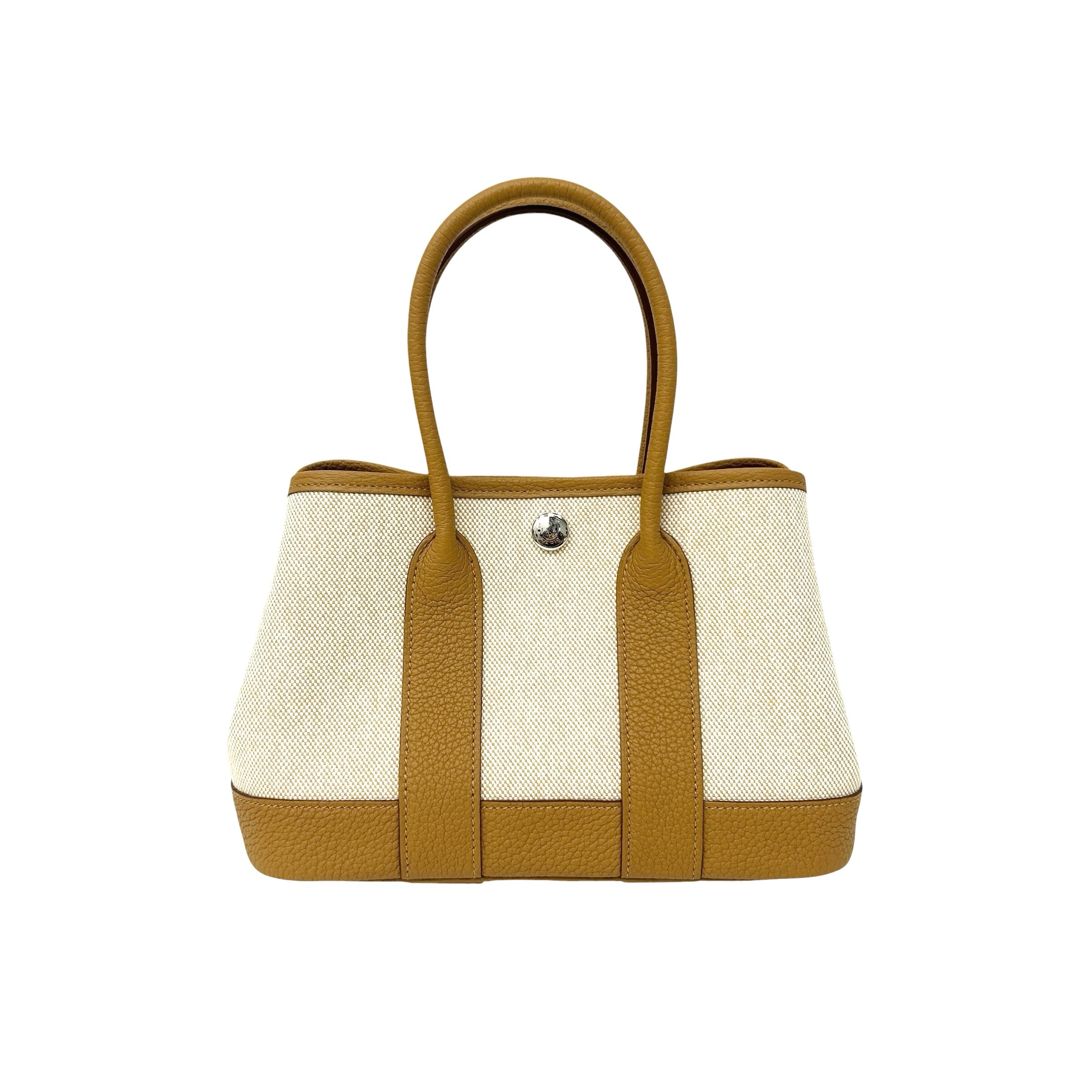 Beige Canvas/Sesame Negonda Leather Mini Garden Party Bag w/PHW
