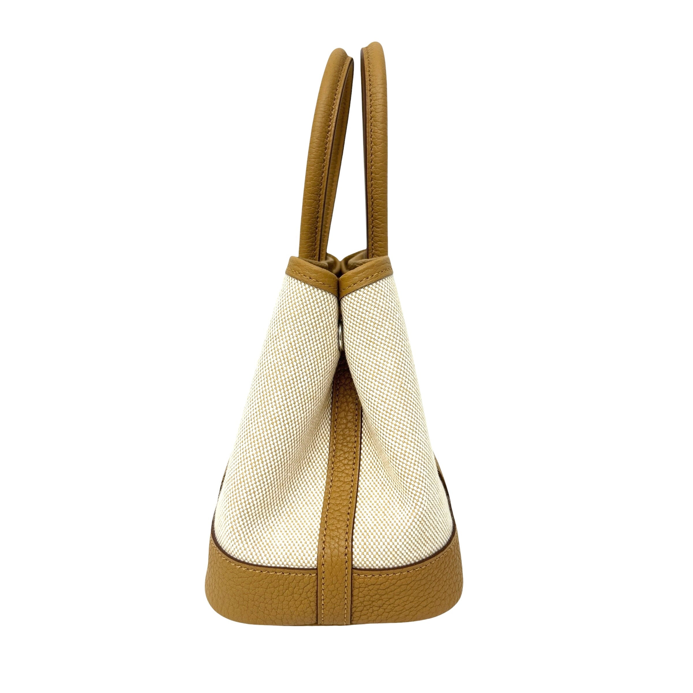 Beige Canvas/Sesame Negonda Leather Mini Garden Party Bag w/PHW