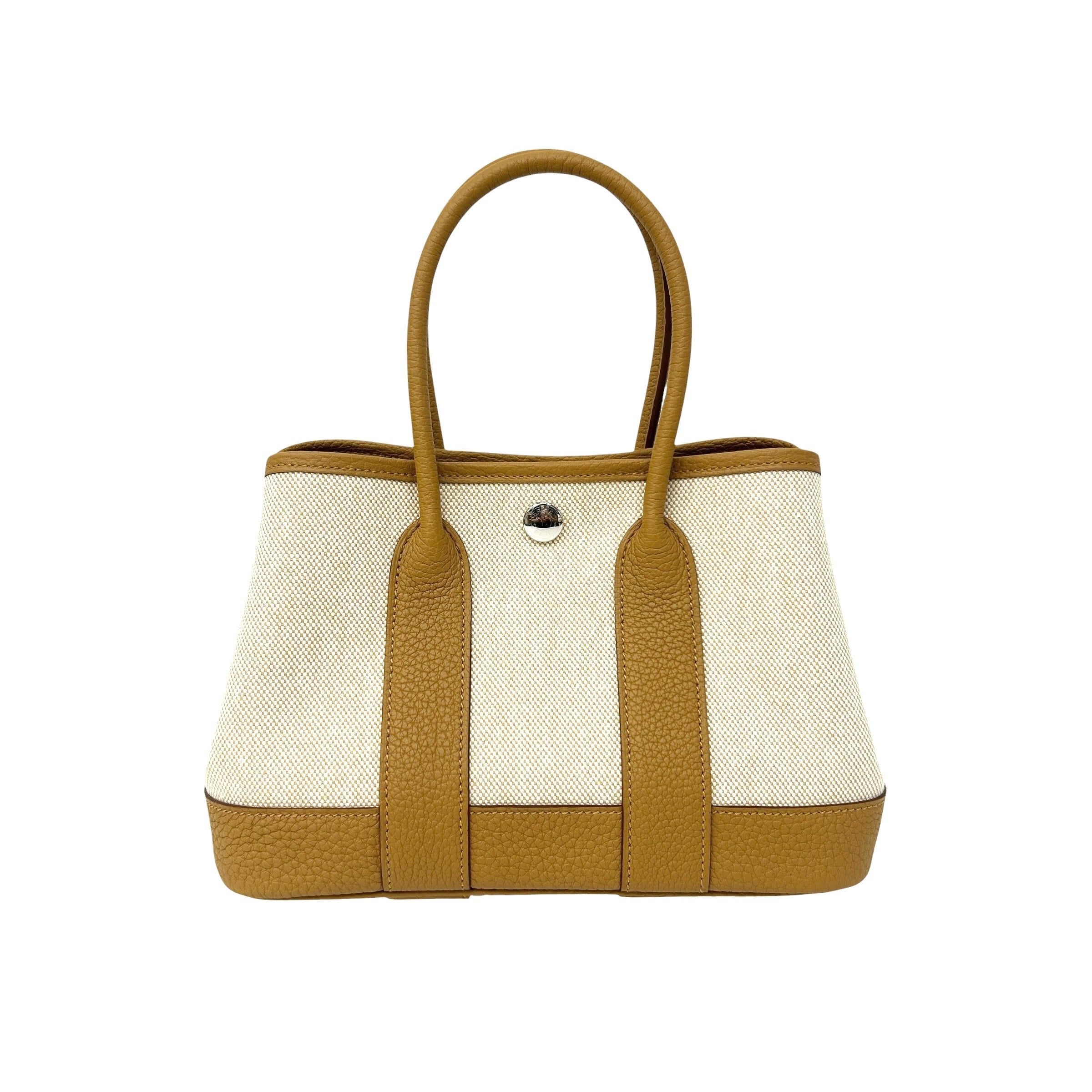 Beige Canvas/Sesame Negonda Leather Mini Garden Party Bag w/PHW