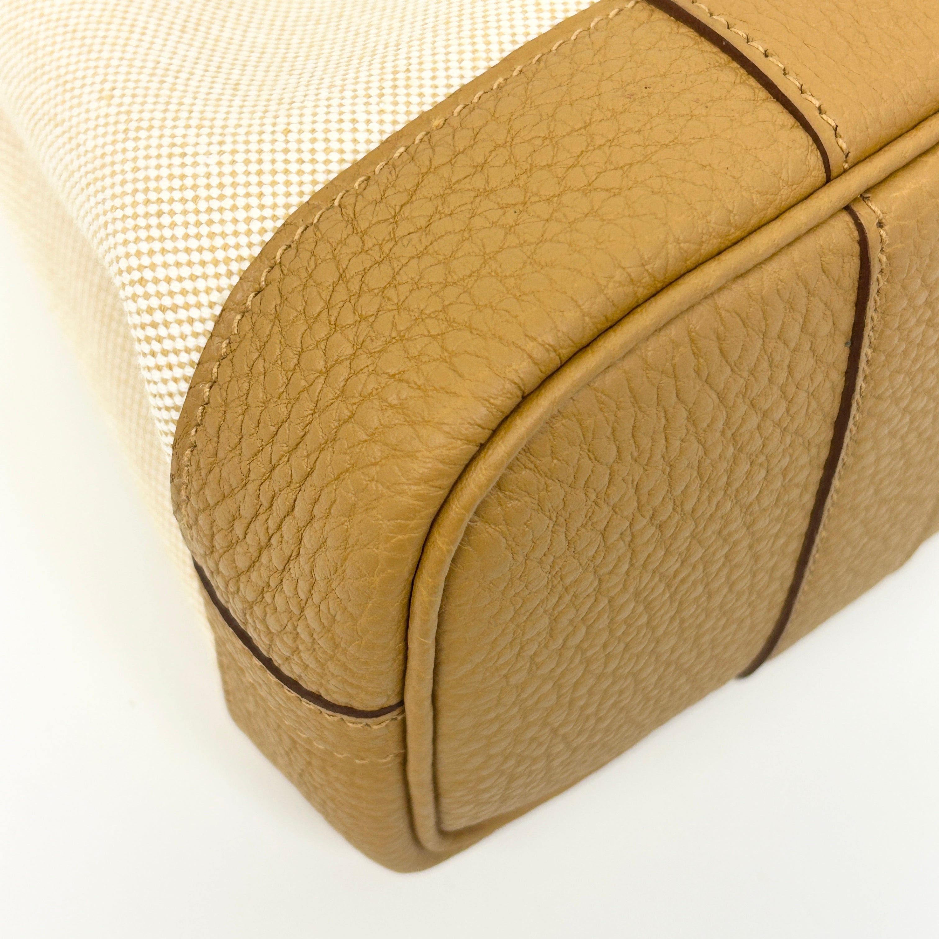 Beige Canvas/Sesame Negonda Leather Mini Garden Party Bag w/PHW