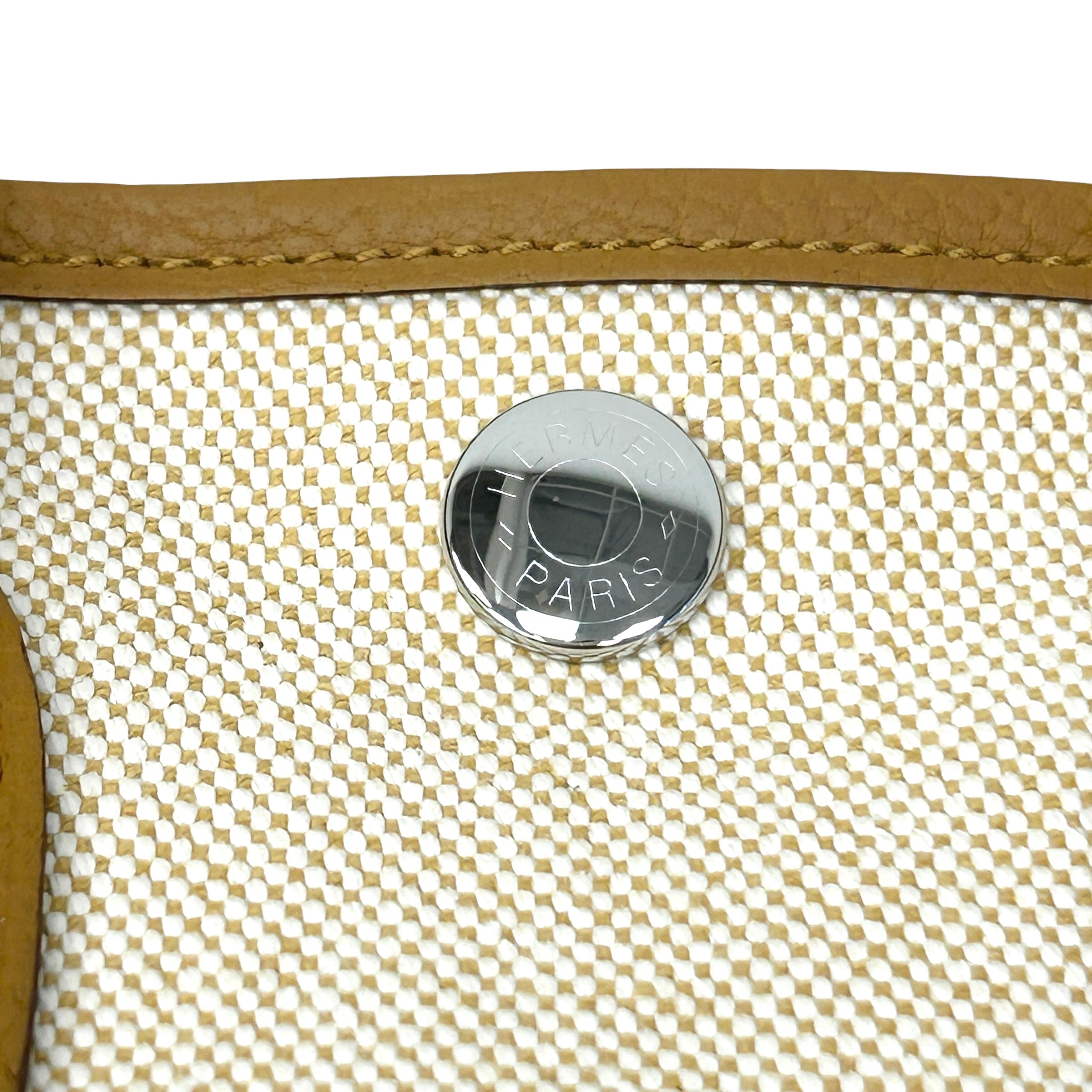 Beige Canvas/Sesame Negonda Leather Mini Garden Party Bag w/PHW