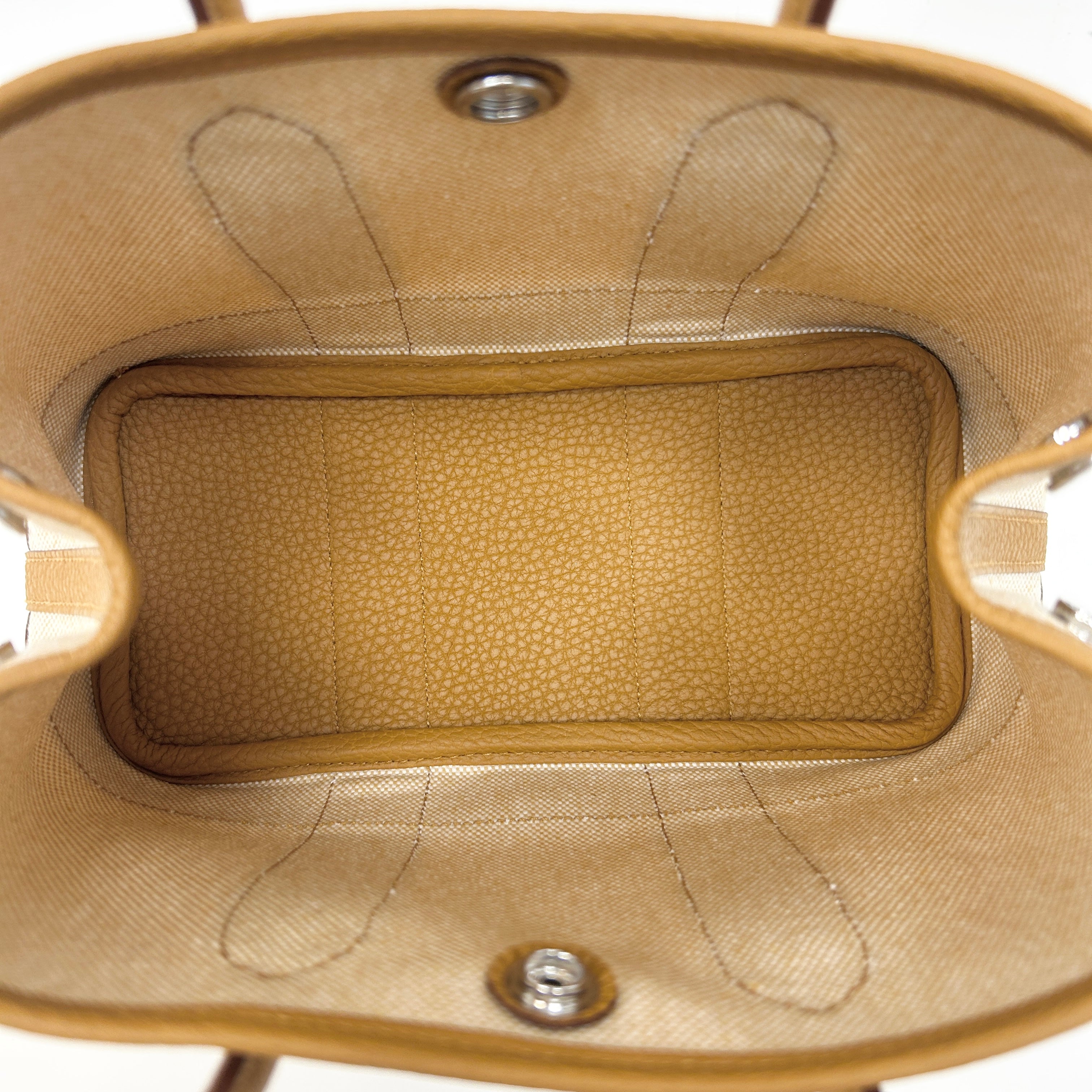 Beige Canvas/Sesame Negonda Leather Mini Garden Party Bag w/PHW