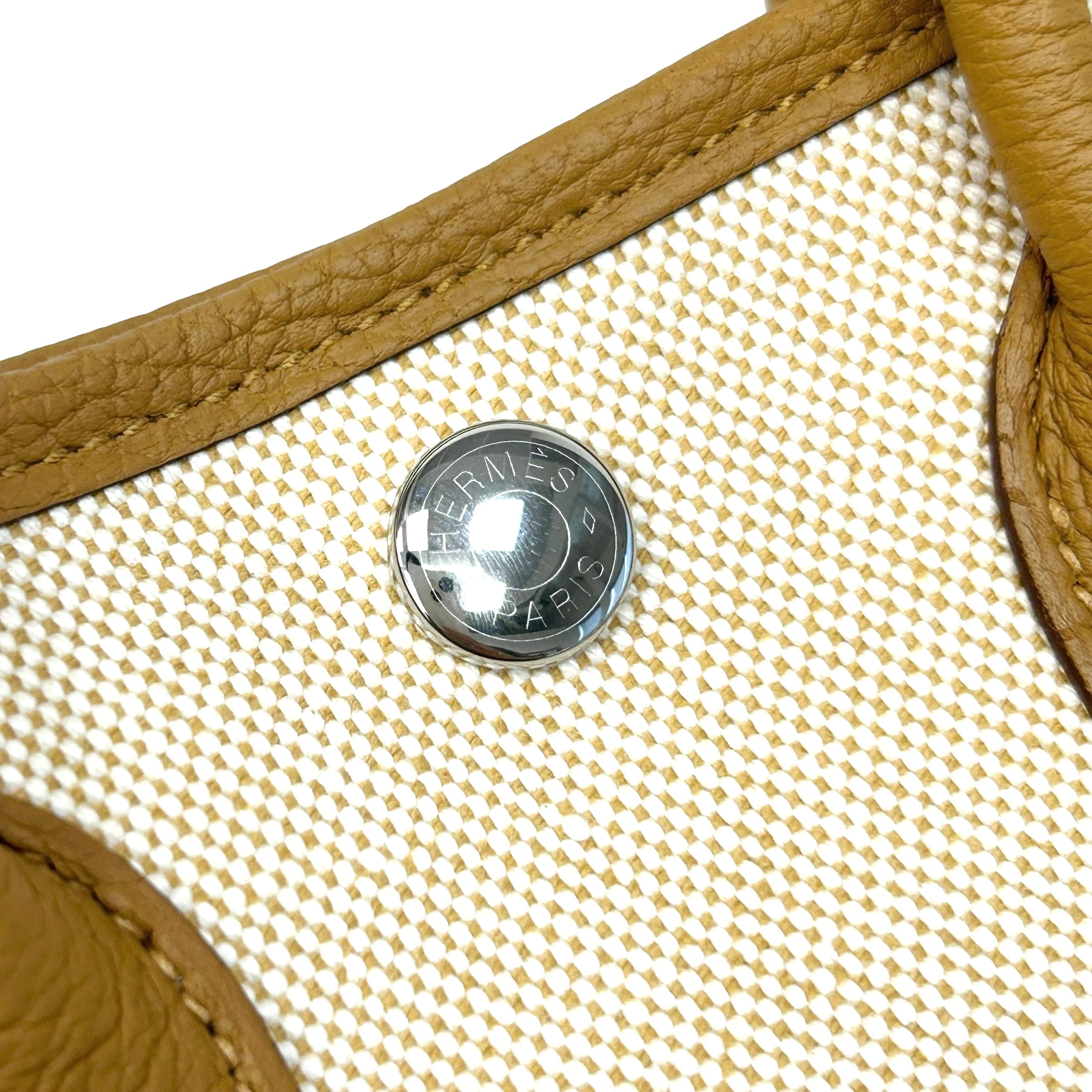 Beige Canvas/Sesame Negonda Leather Mini Garden Party Bag w/PHW