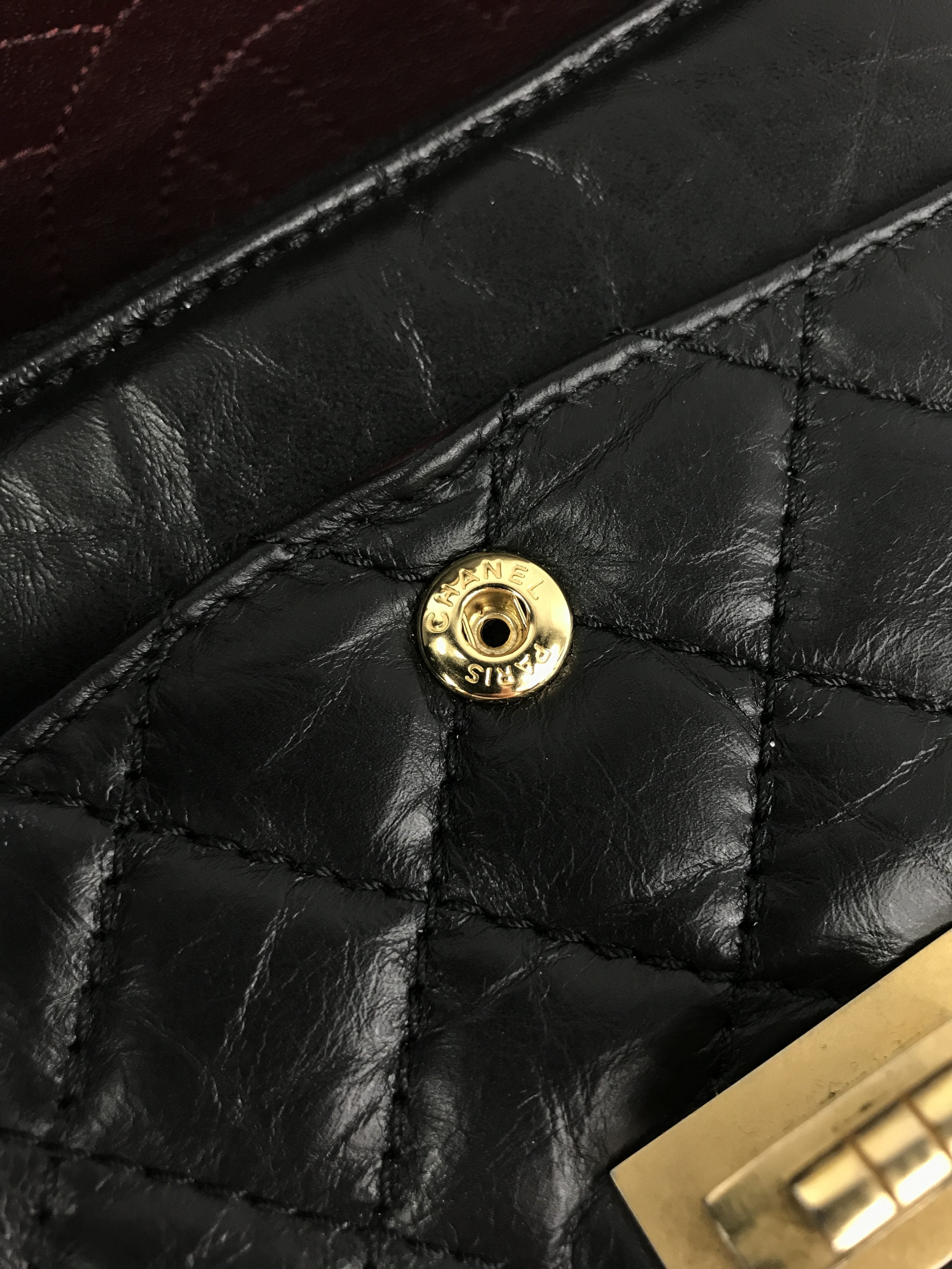 225 Black Quilted Crinkled Aged Calfskin Small Reissue W/AGHW