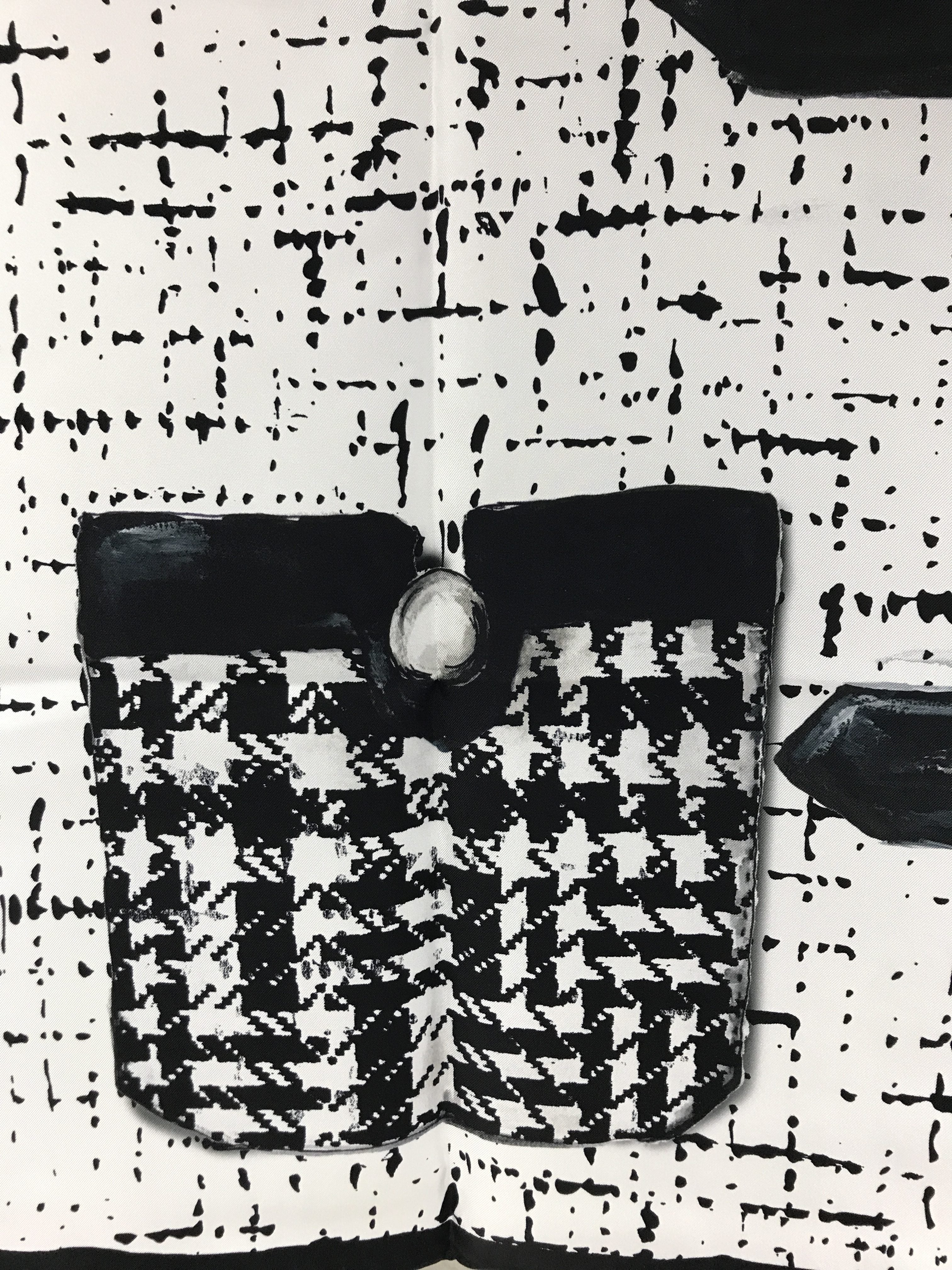 Chanel Black/White Silk Scarf