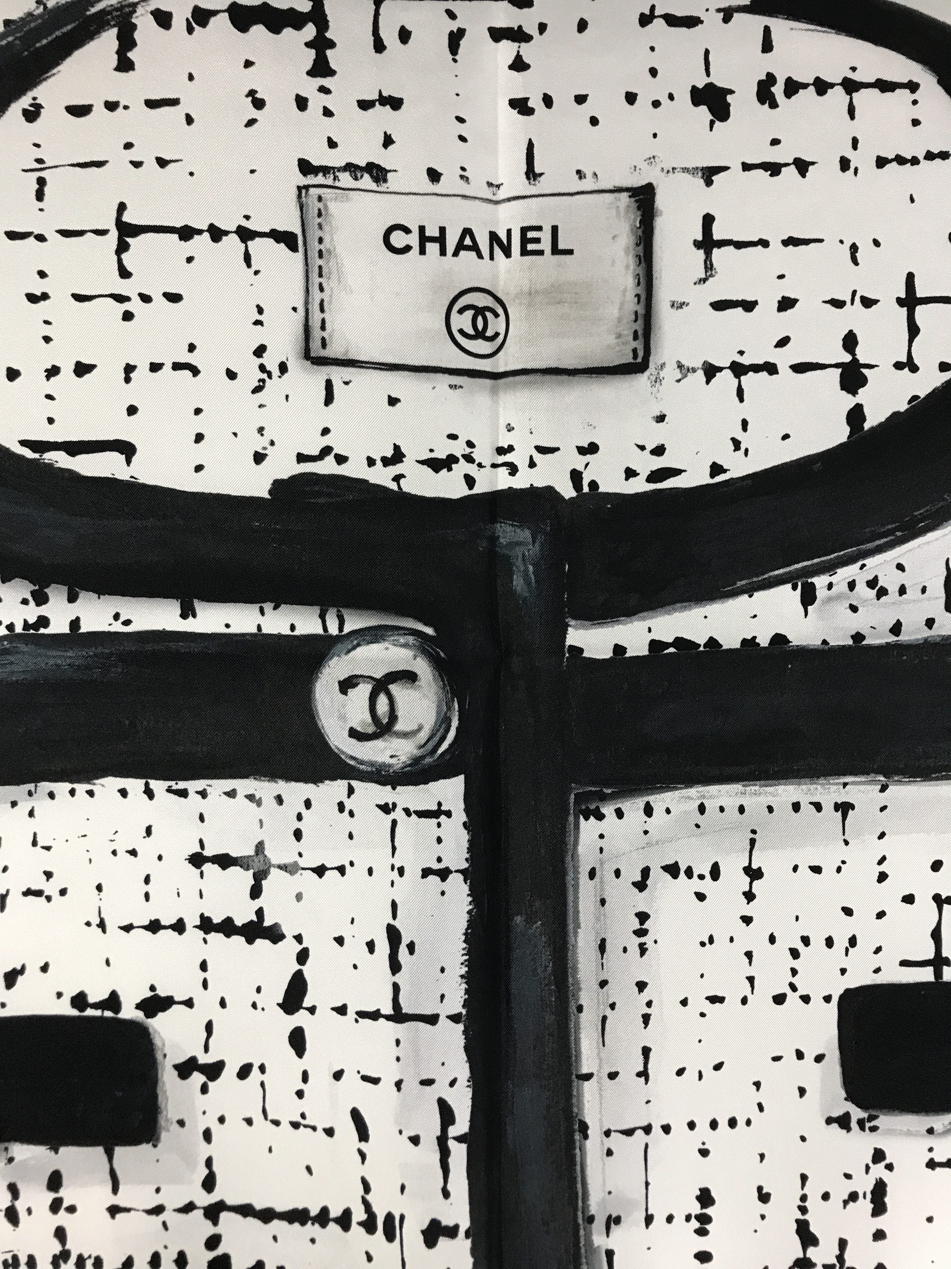 Chanel Black/White Silk Scarf