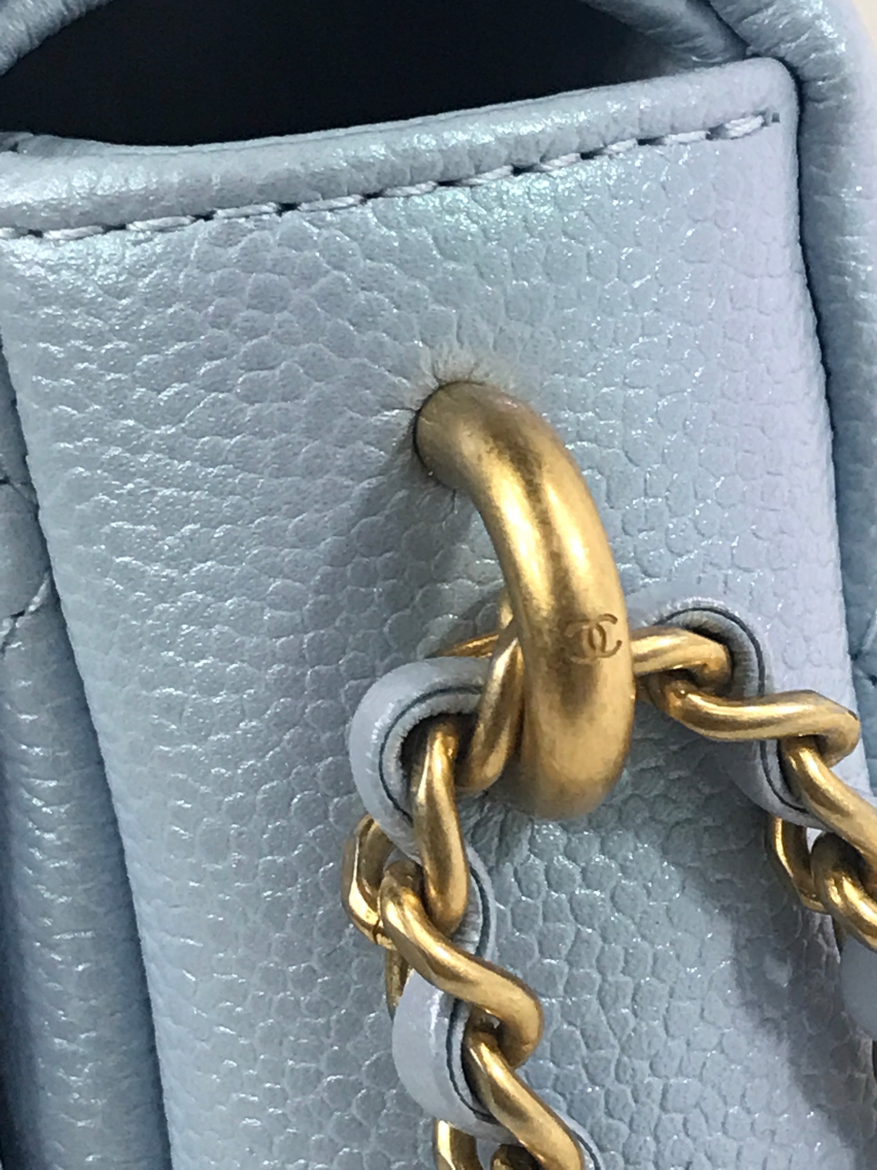 Quilted Caviar Ice Blue 21K Iridescent Mini Square W/AGHW