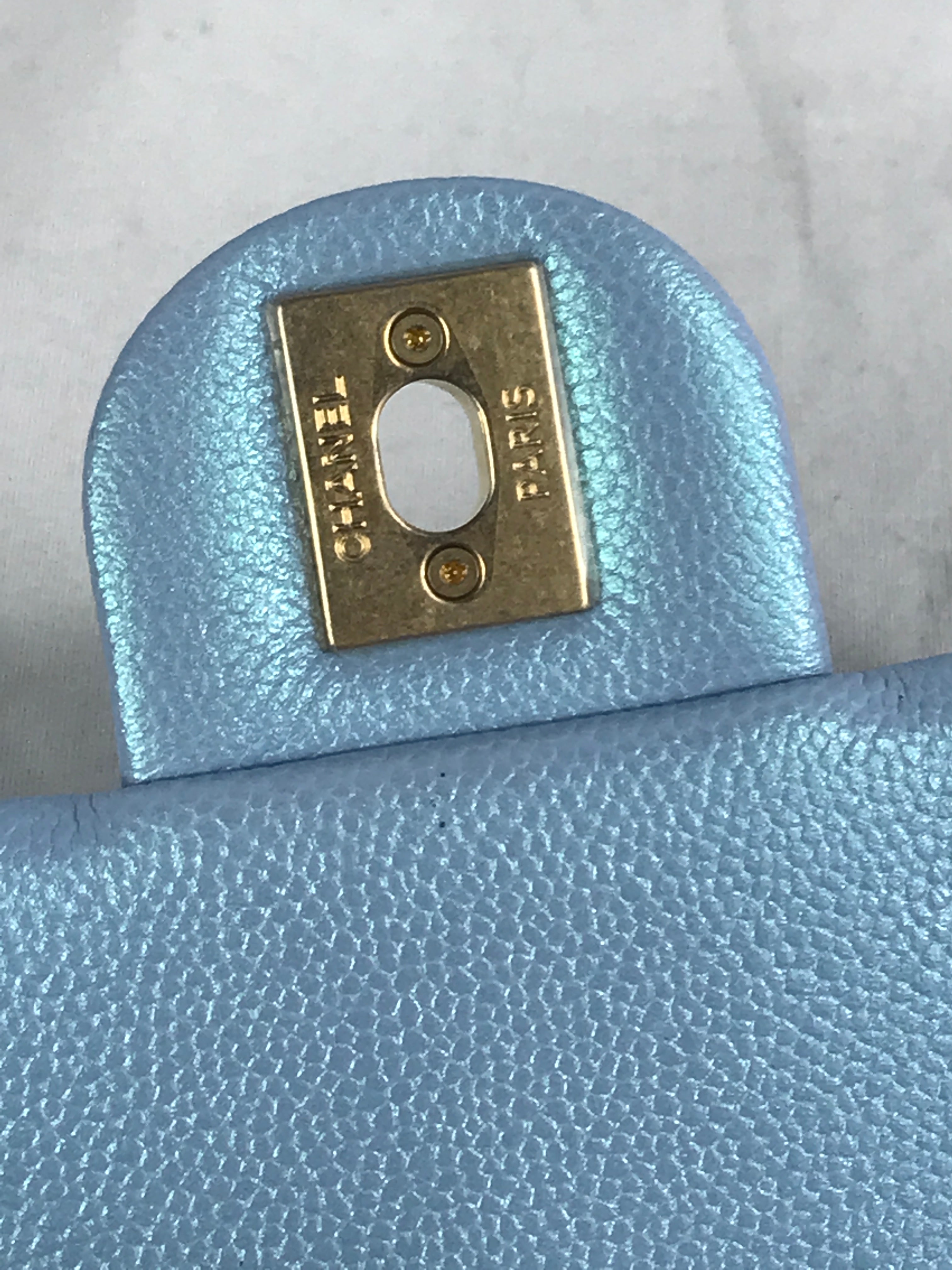 Quilted Caviar Ice Blue 21K Iridescent Mini Square W/AGHW
